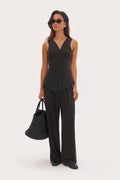 All Hours Buttoned Top - Off Black