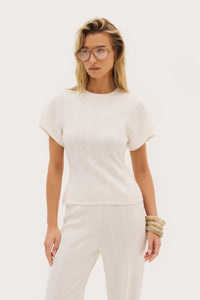 Maebe Pointelle Knit Tee - White