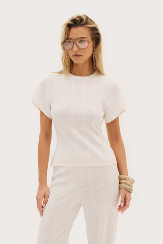 Maebe Pointelle Knit Tee - White
