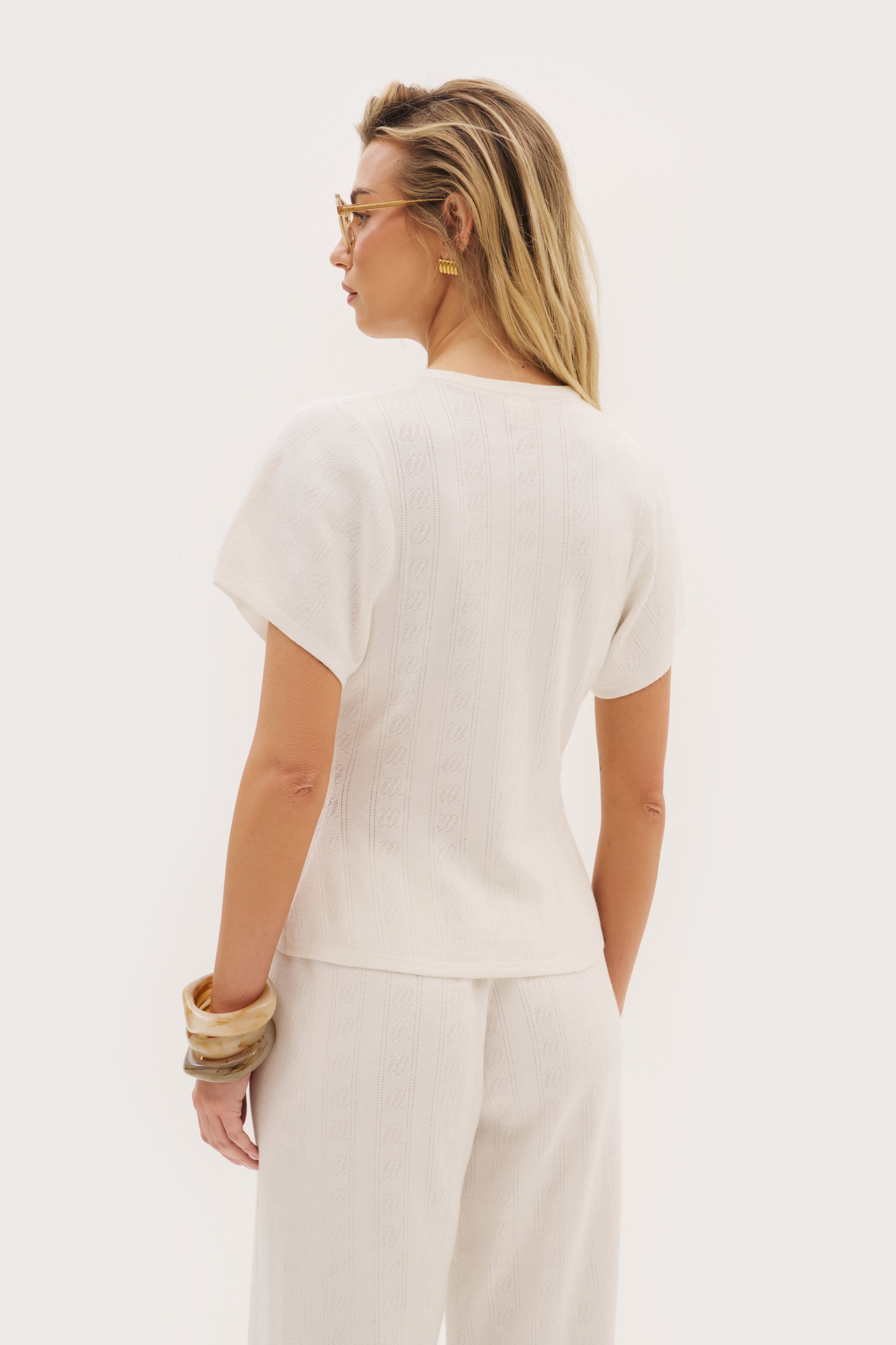 Maebe Pointelle Knit Tee - White