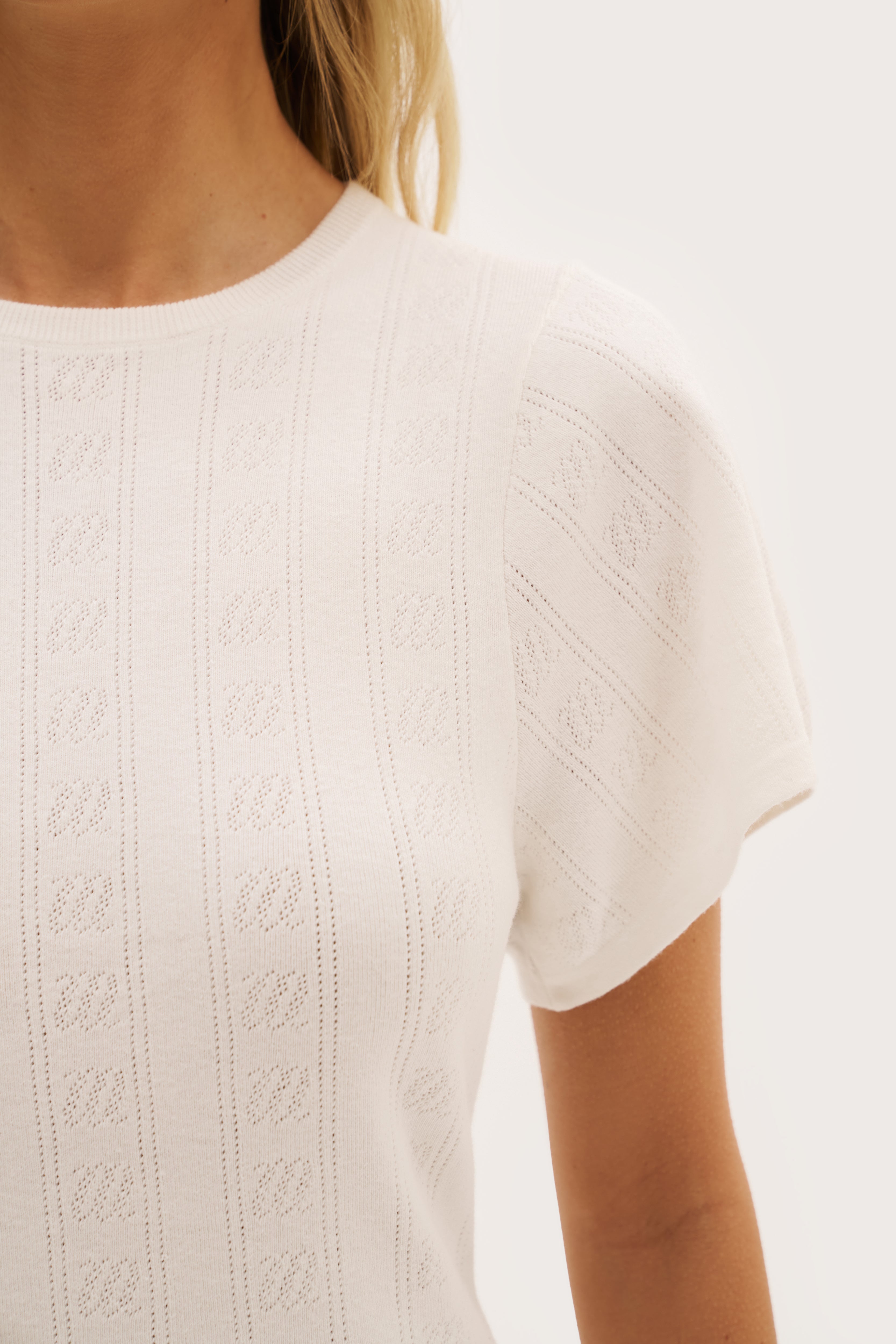 Maebe Pointelle Knit Tee - White