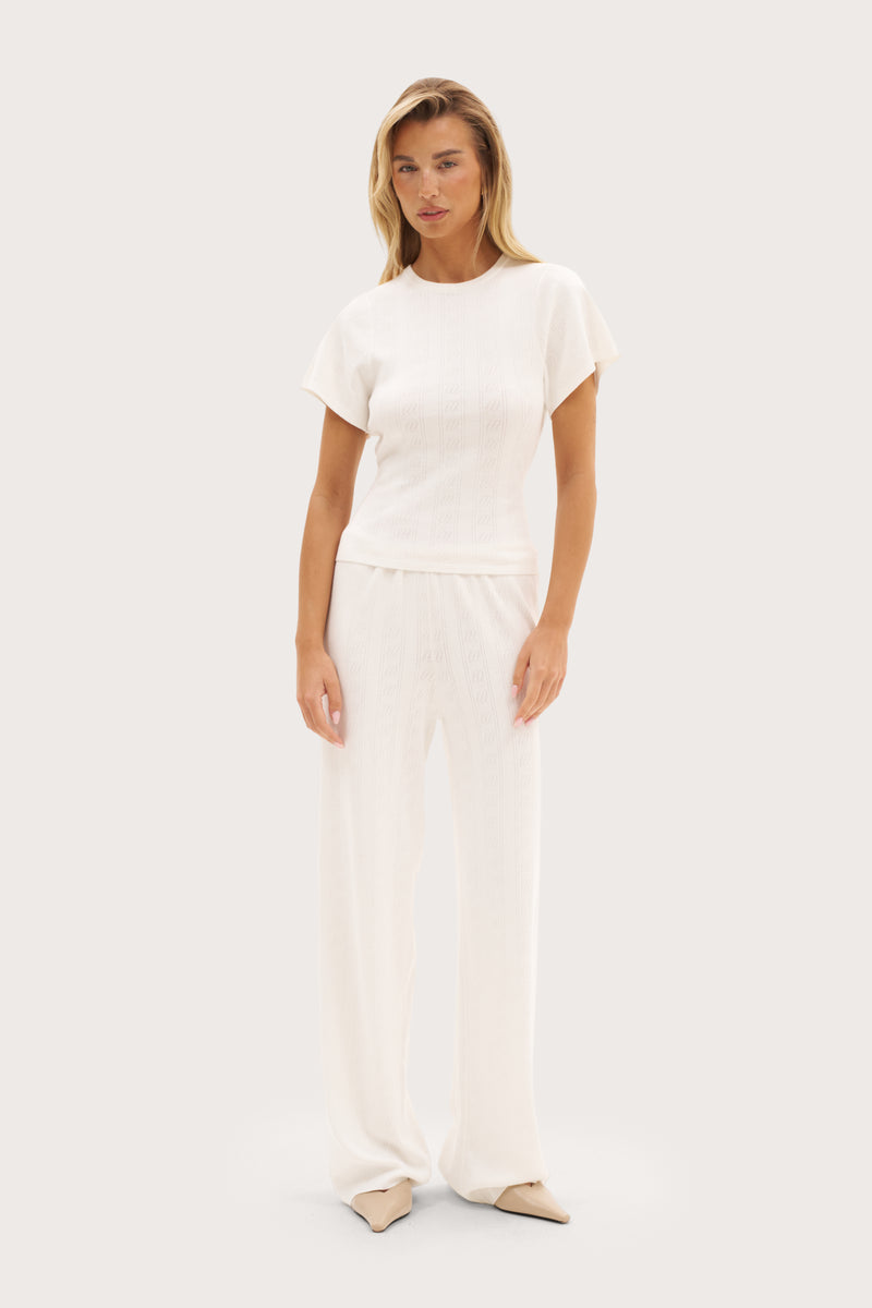 Maebe Pointelle Knit Tee - White