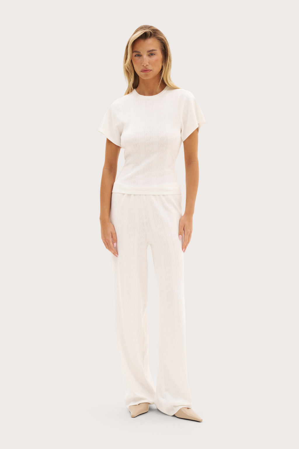 Maebe Pointelle Knit Tee - White