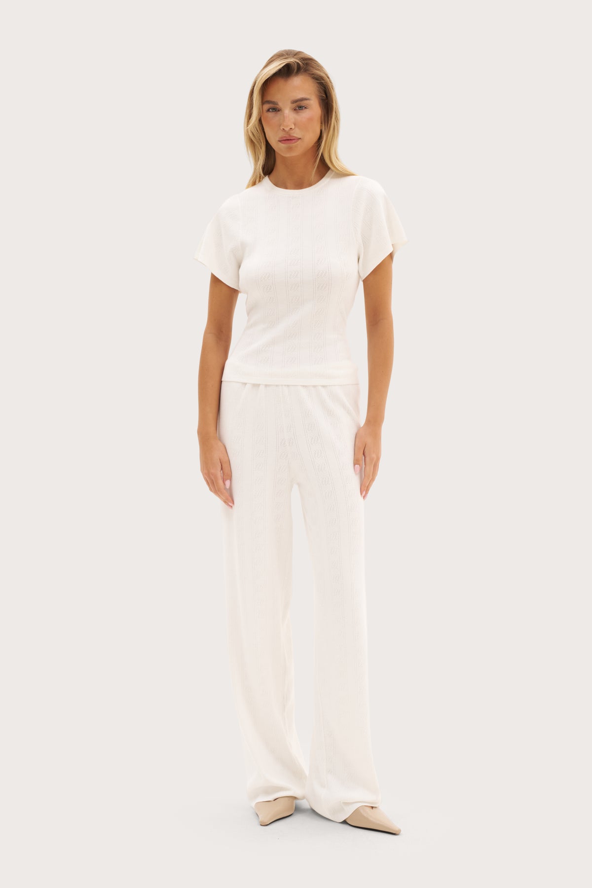 Maebe Pointelle Knit Tee - White