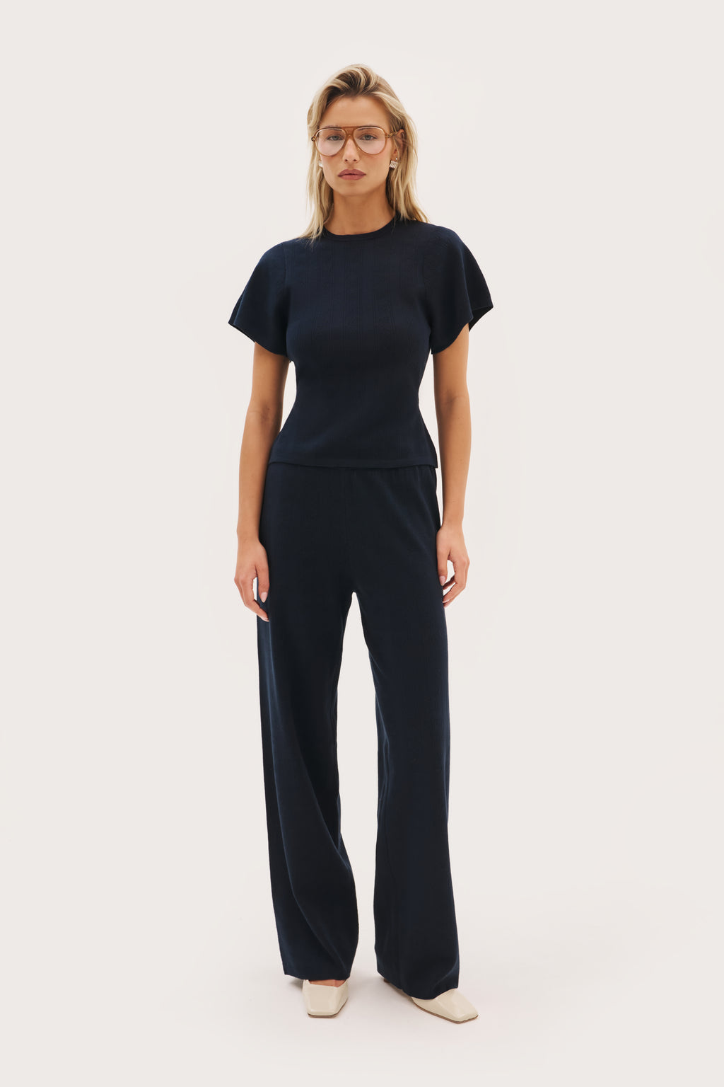 Maebe Pointelle Pants - Navy