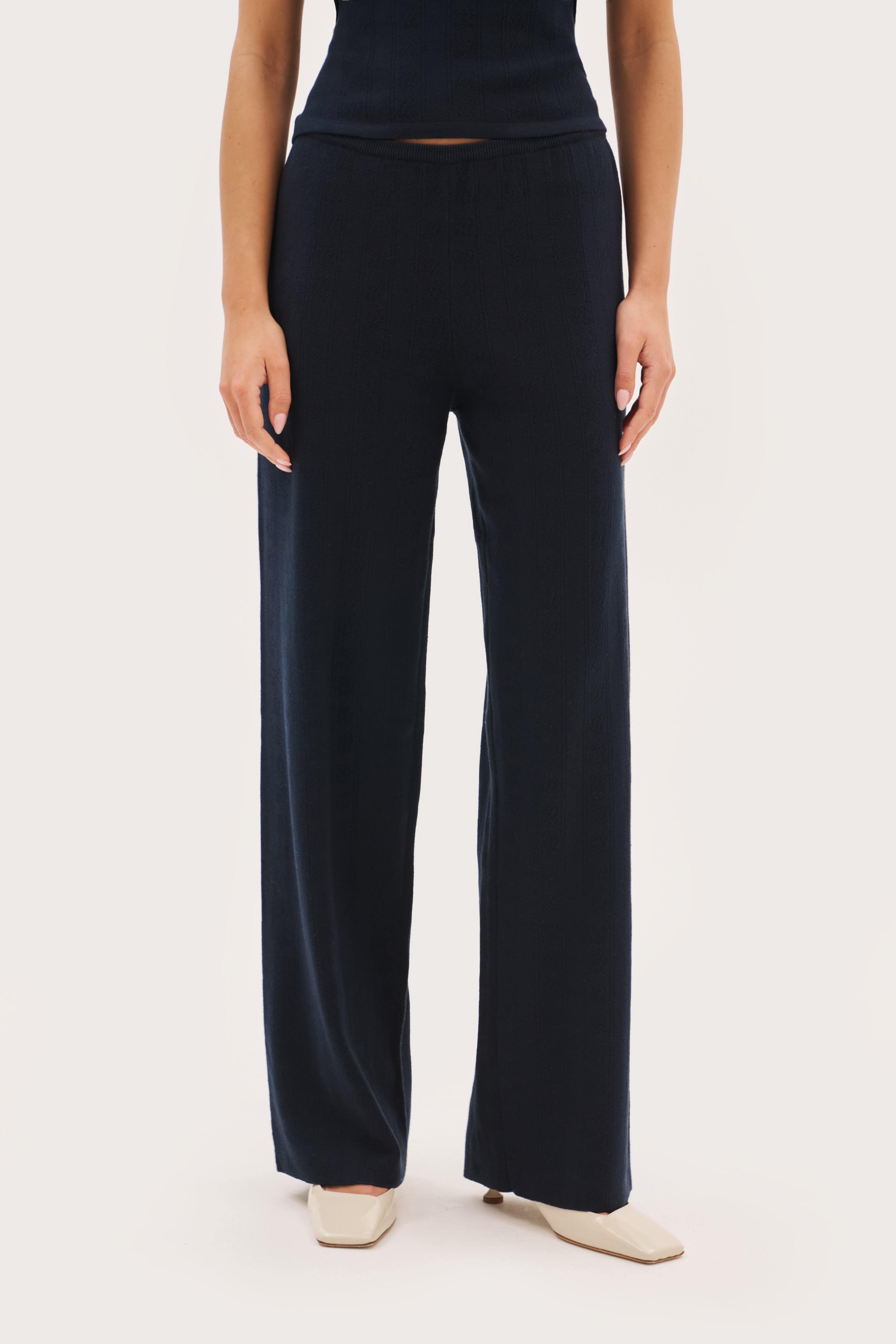 Maebe Pointelle Pants - Navy