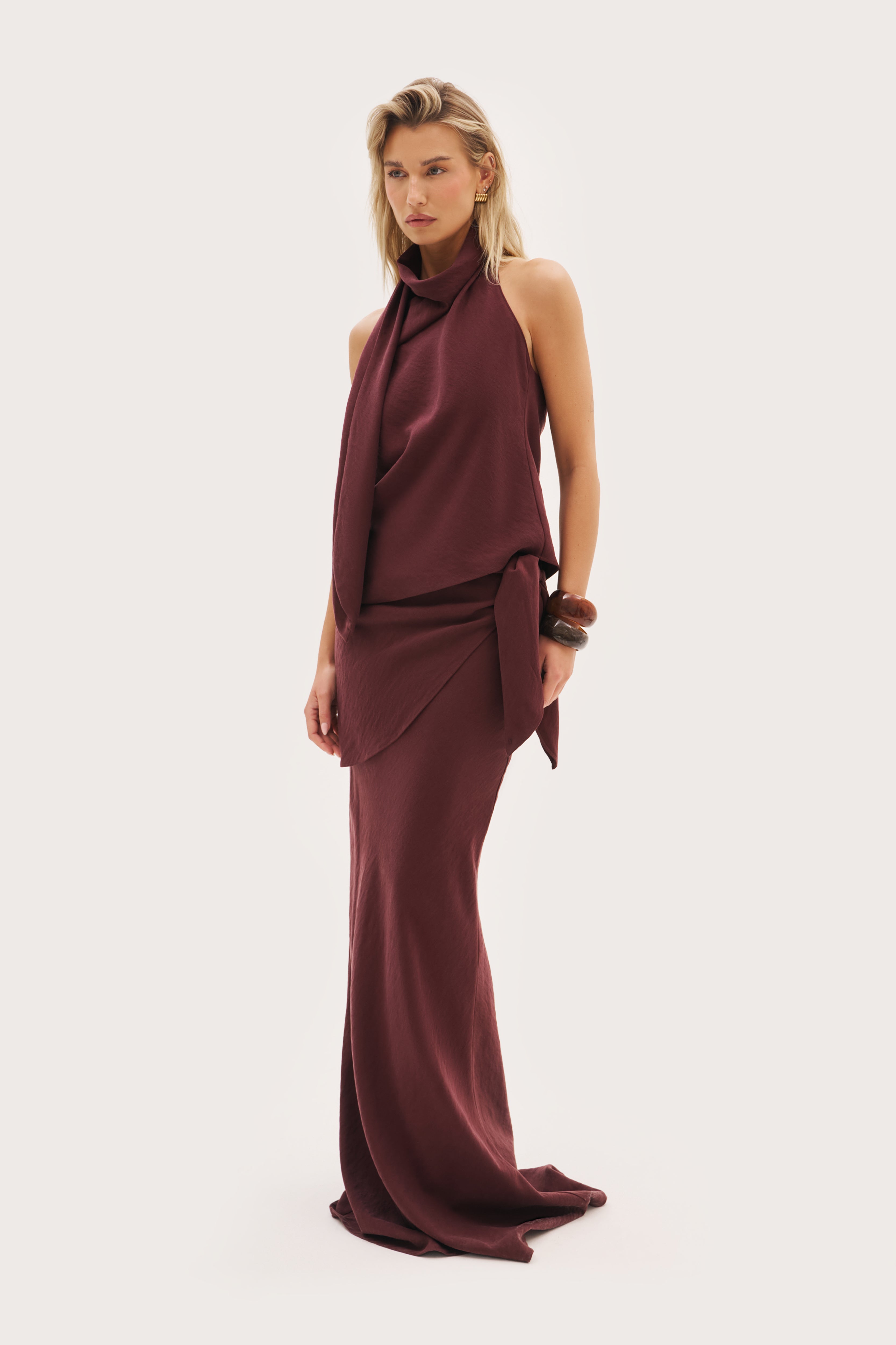 Escape Scarf Top - Washed Burgundy