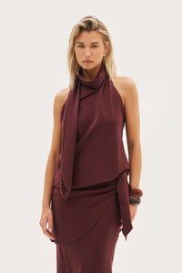 Escape Scarf Top - Washed Burgundy