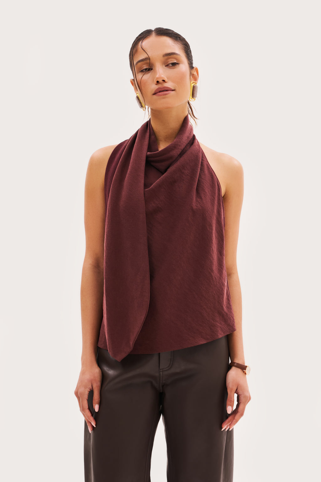 Escape Scarf Top - Washed Burgundy