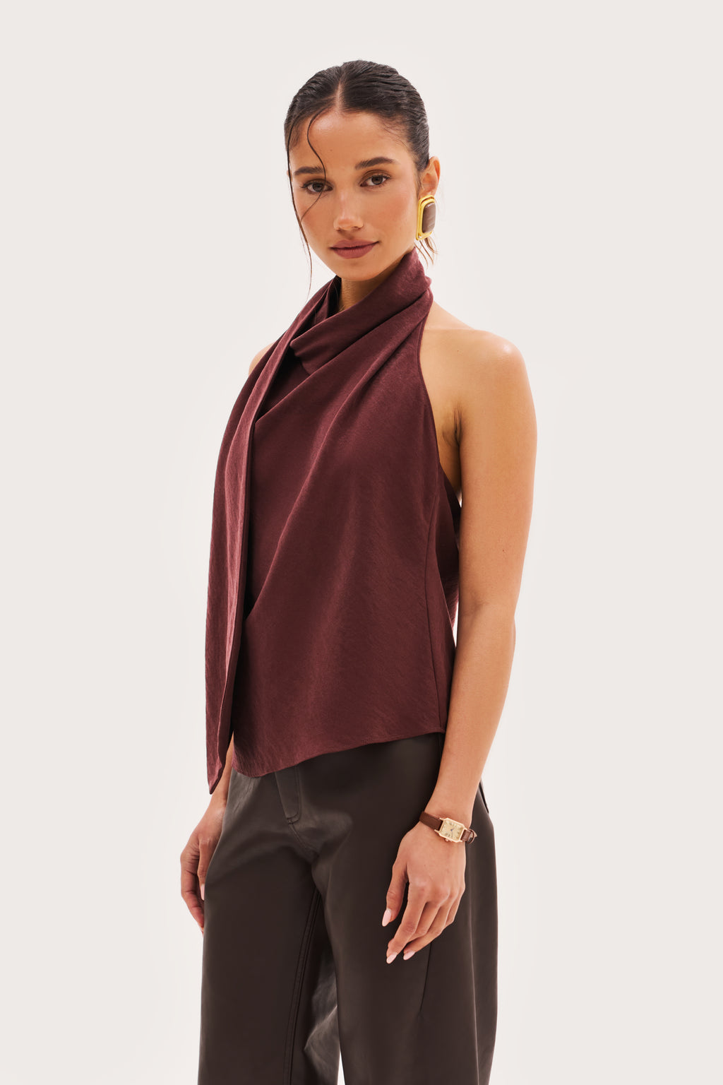Escape Scarf Top - Washed Burgundy