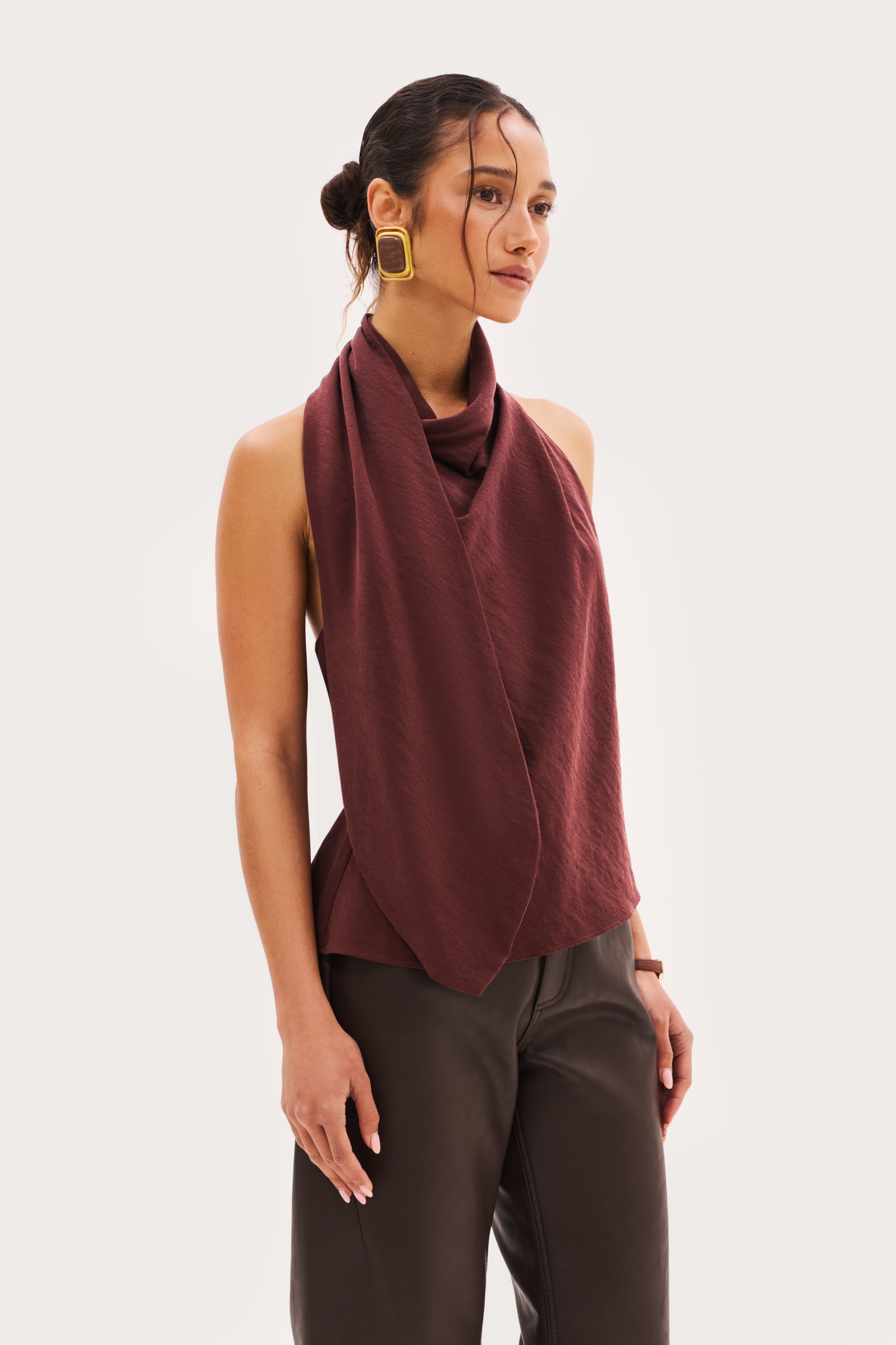 Escape Scarf Top - Washed Burgundy