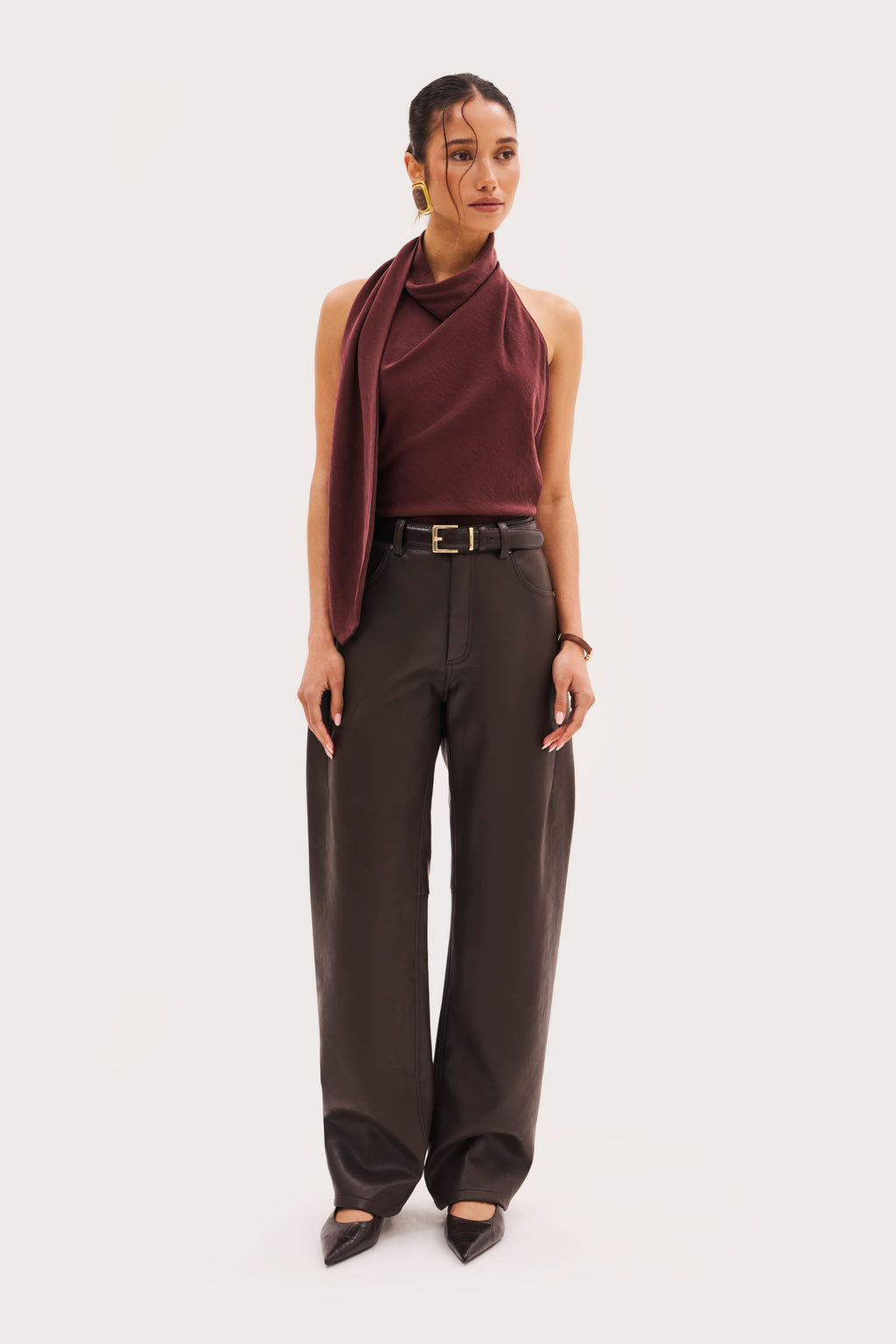 Escape Scarf Top - Washed Burgundy