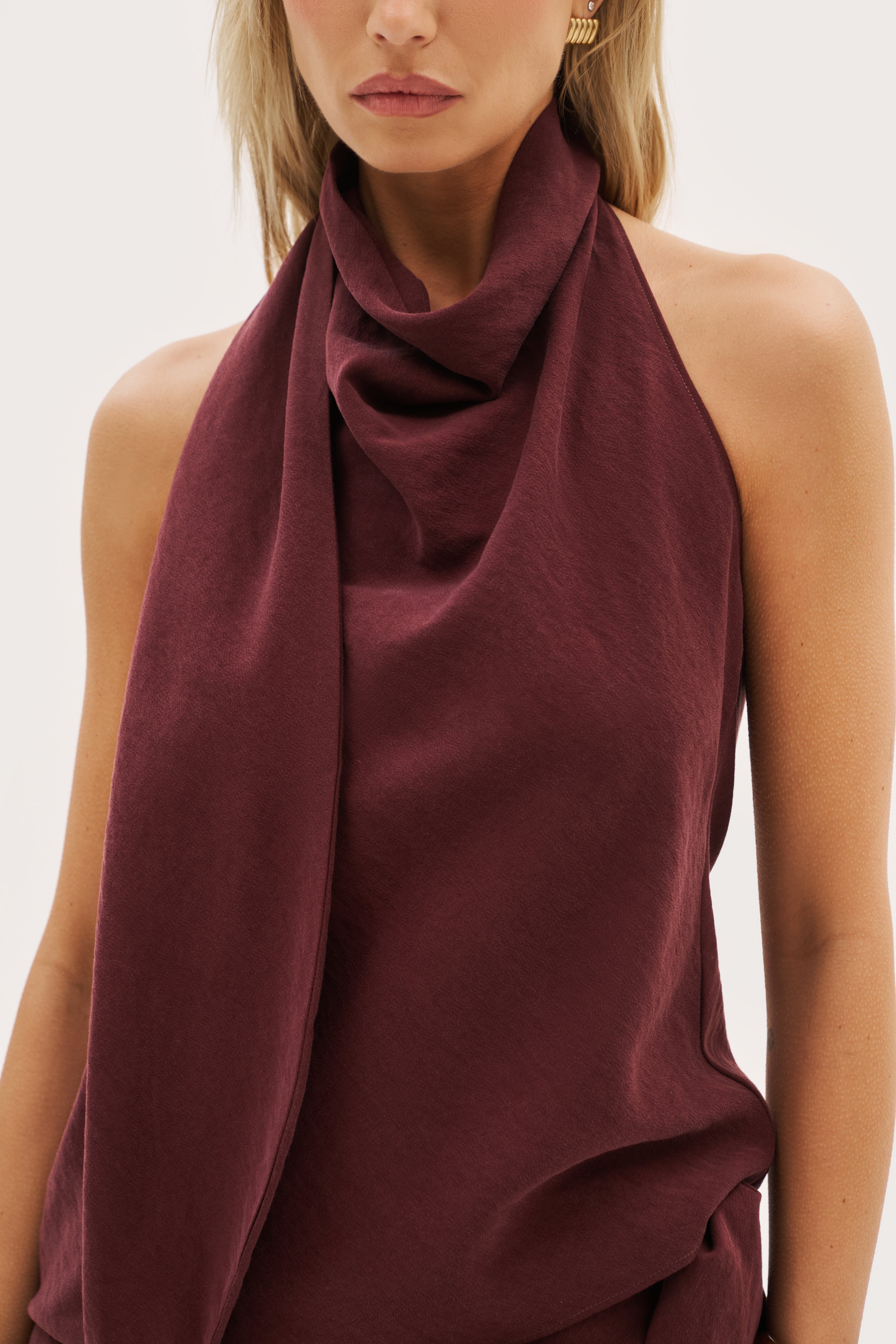 Escape Scarf Top - Washed Burgundy