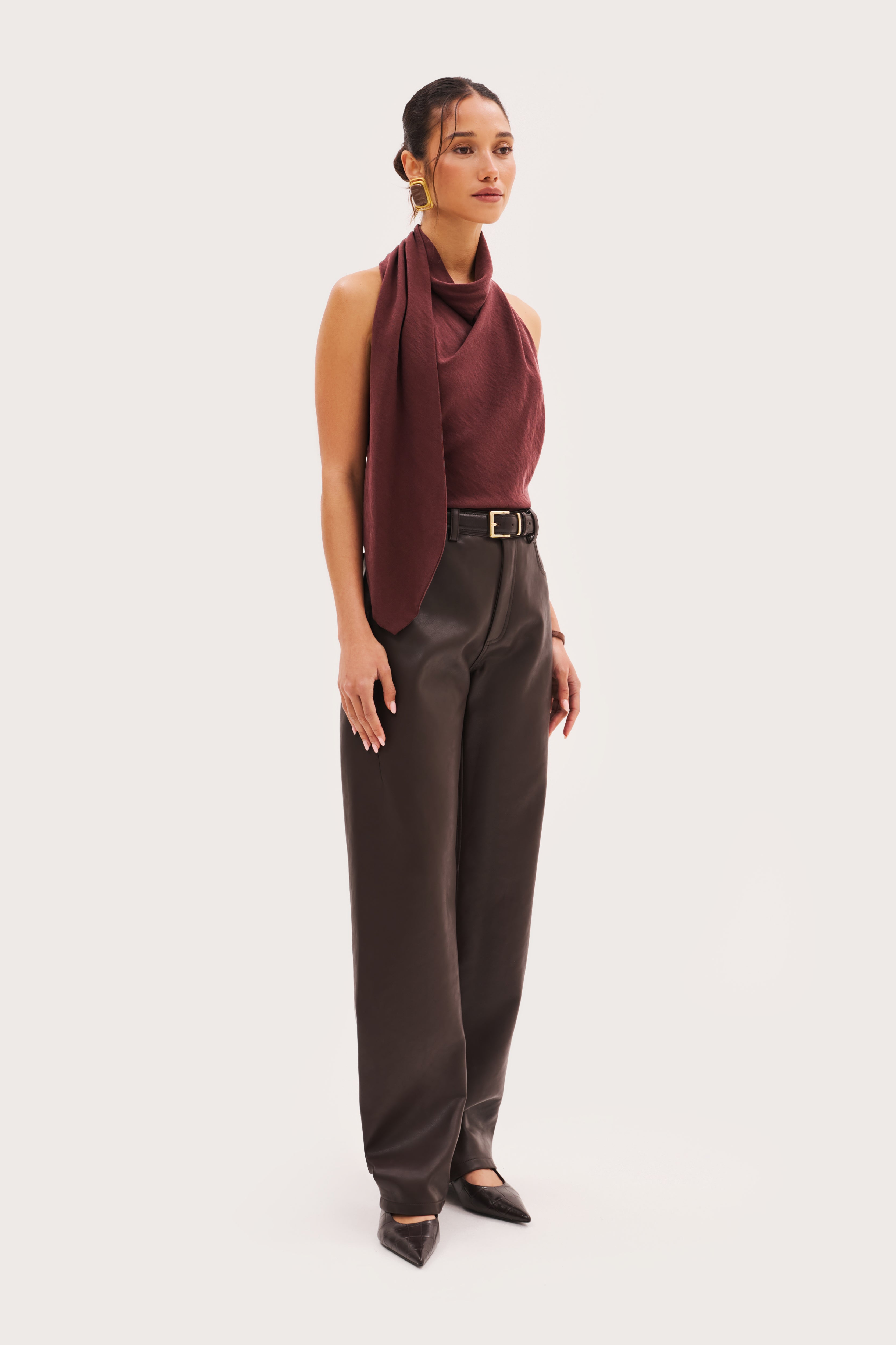 Escape Scarf Top - Washed Burgundy