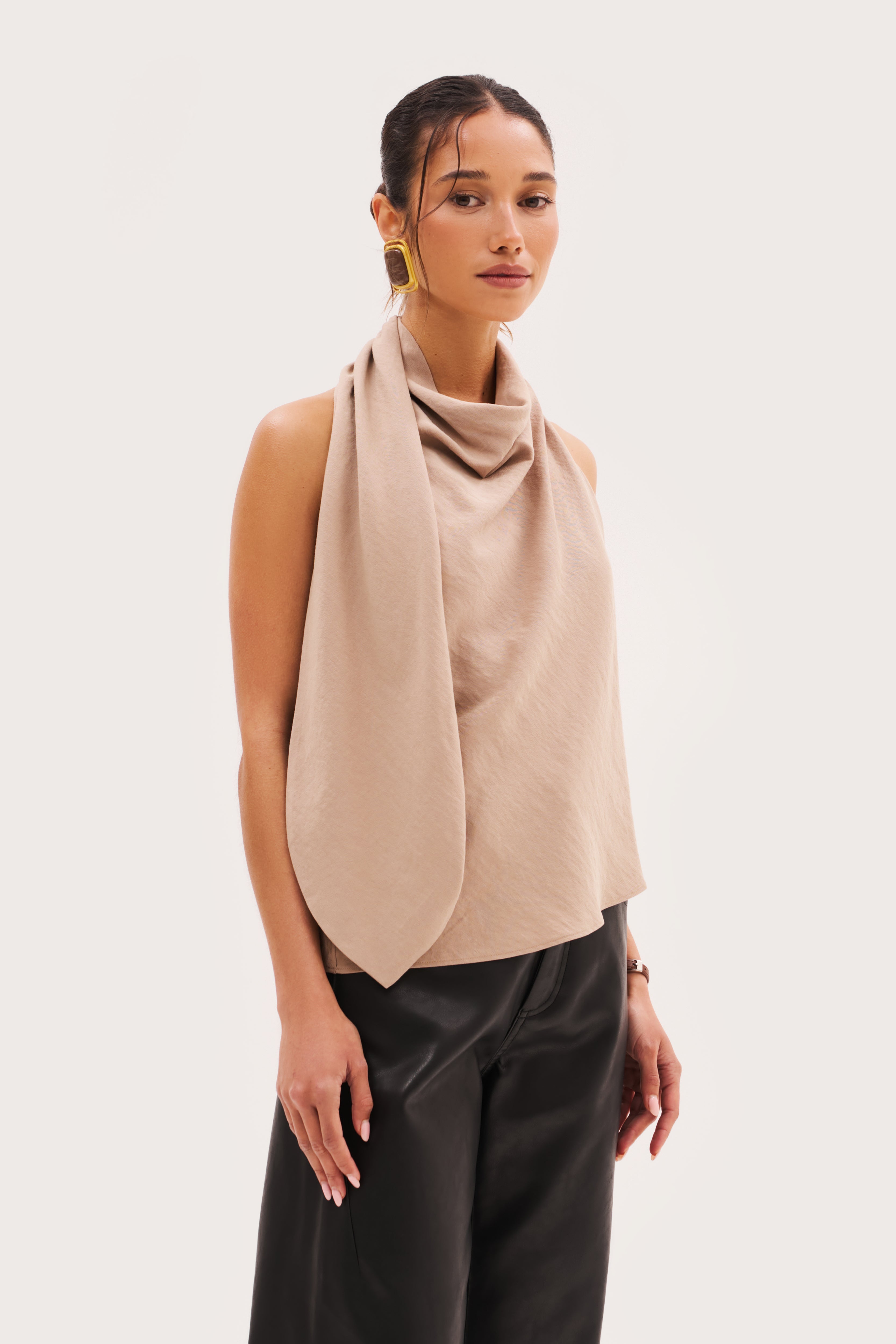 Escape Scarf Top - Beige
