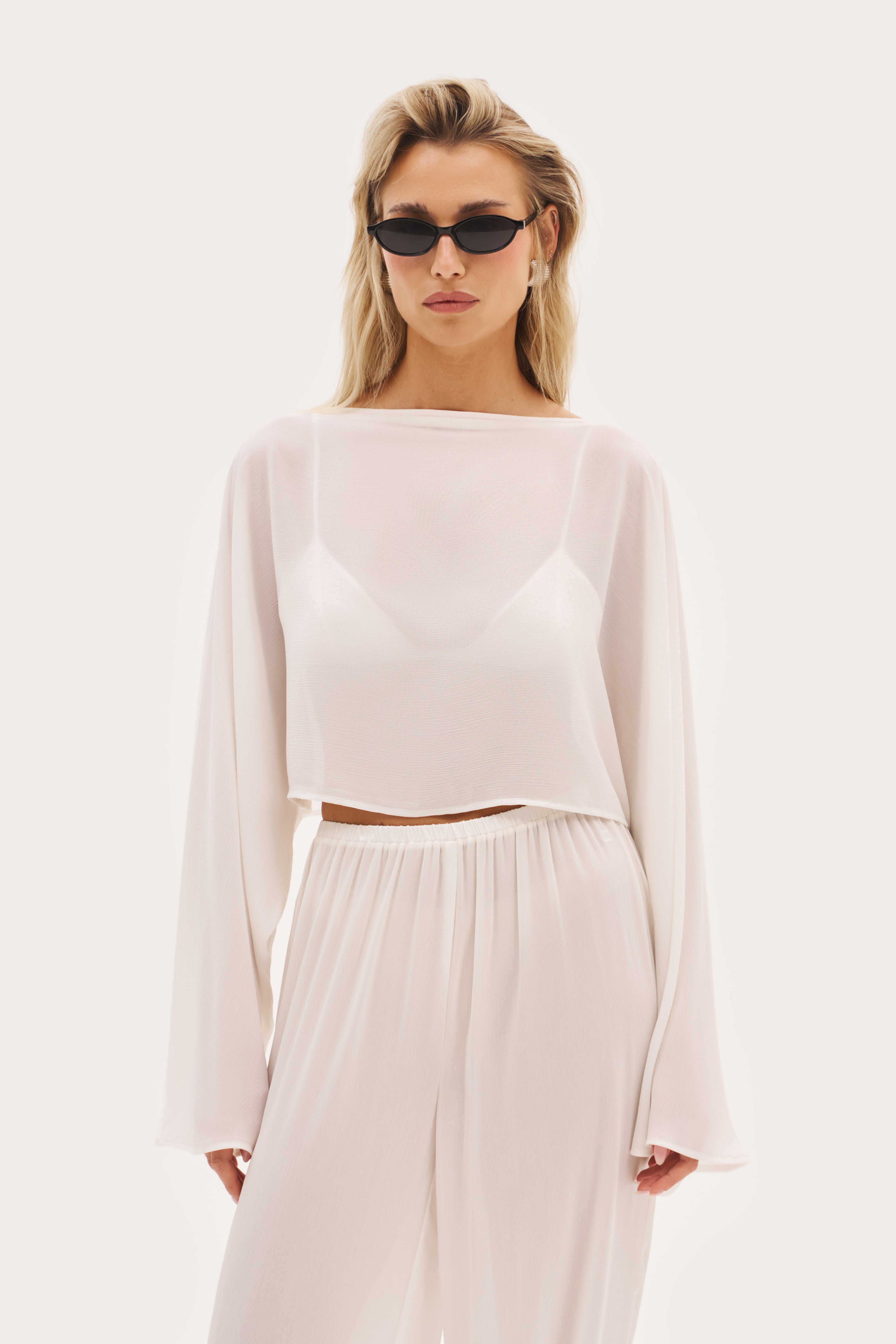 Palm Long Sleeve Top - White