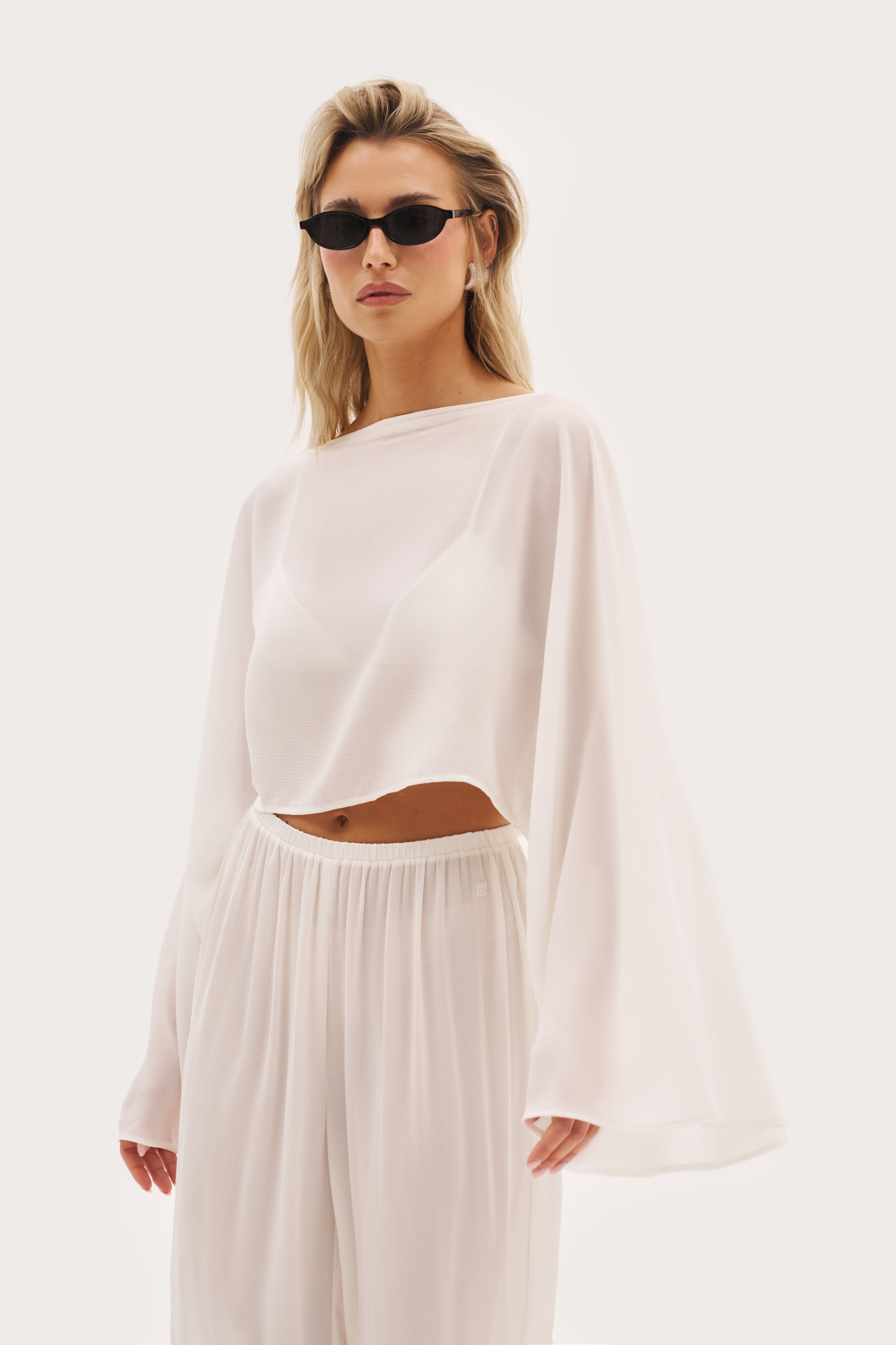 Palm Long Sleeve Top - White