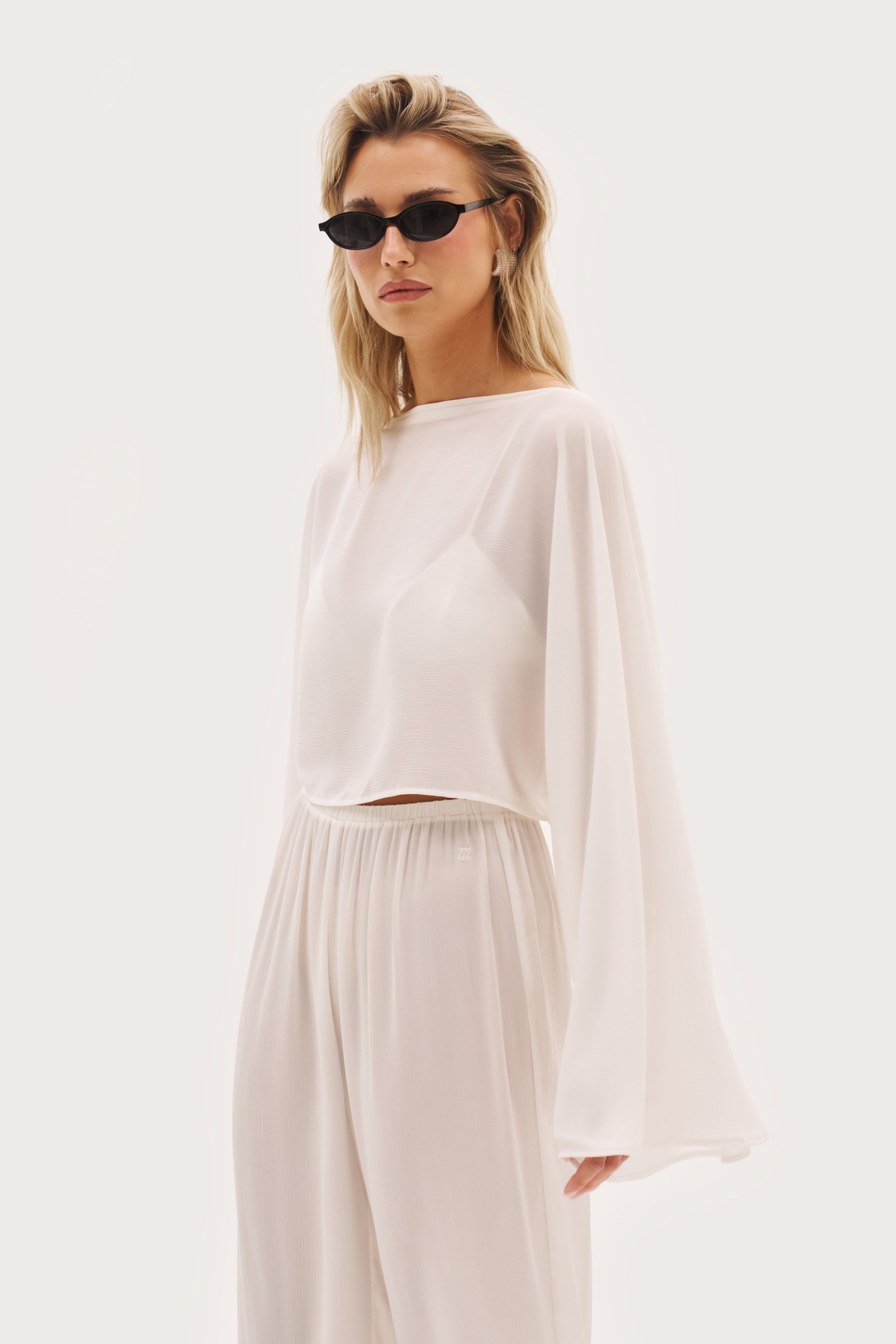 Palm Long Sleeve Top - White