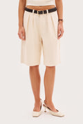 Tailored Longline Shorts - Beige