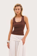 Double Neckline Vest - Brown