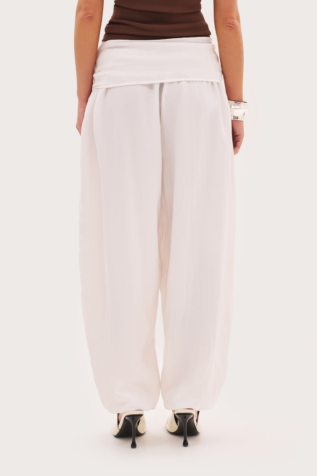 Scarf Tie Waist Balloon Pants - Off White