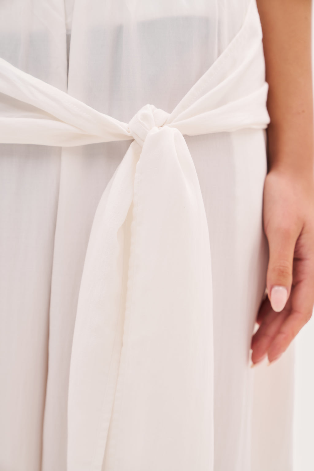 Scarf Tie Waist Balloon Pants - Off White