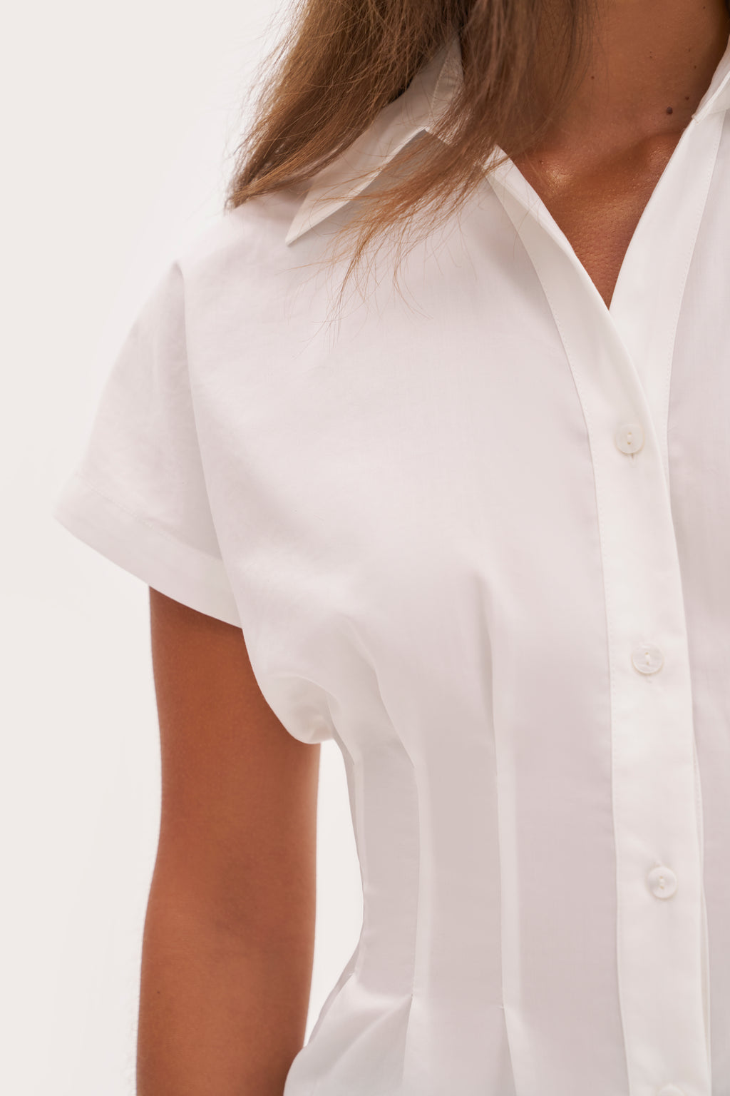 Cap Sleeve Cinched Shirt - White