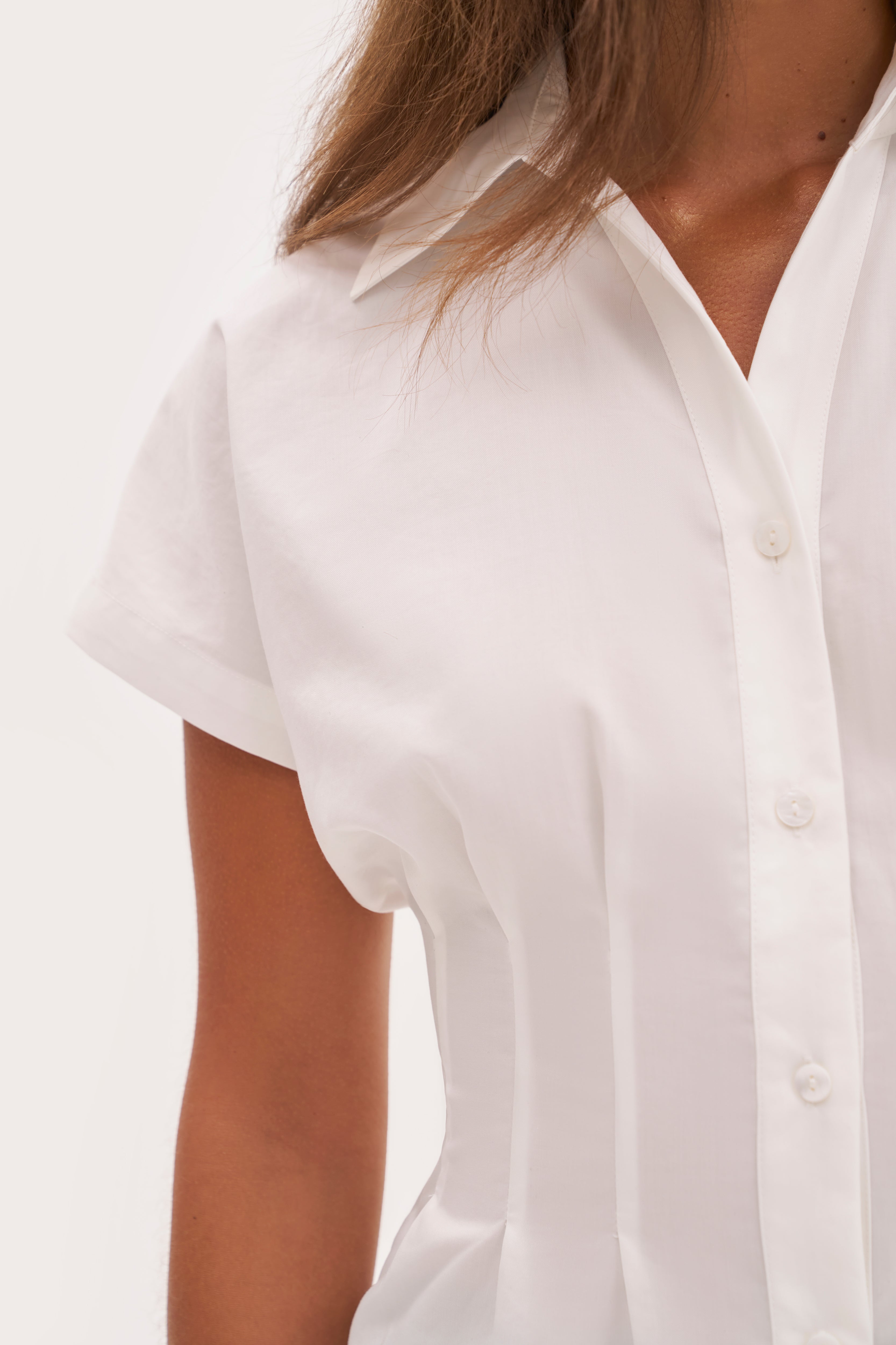 Cap Sleeve Cinched Shirt - White