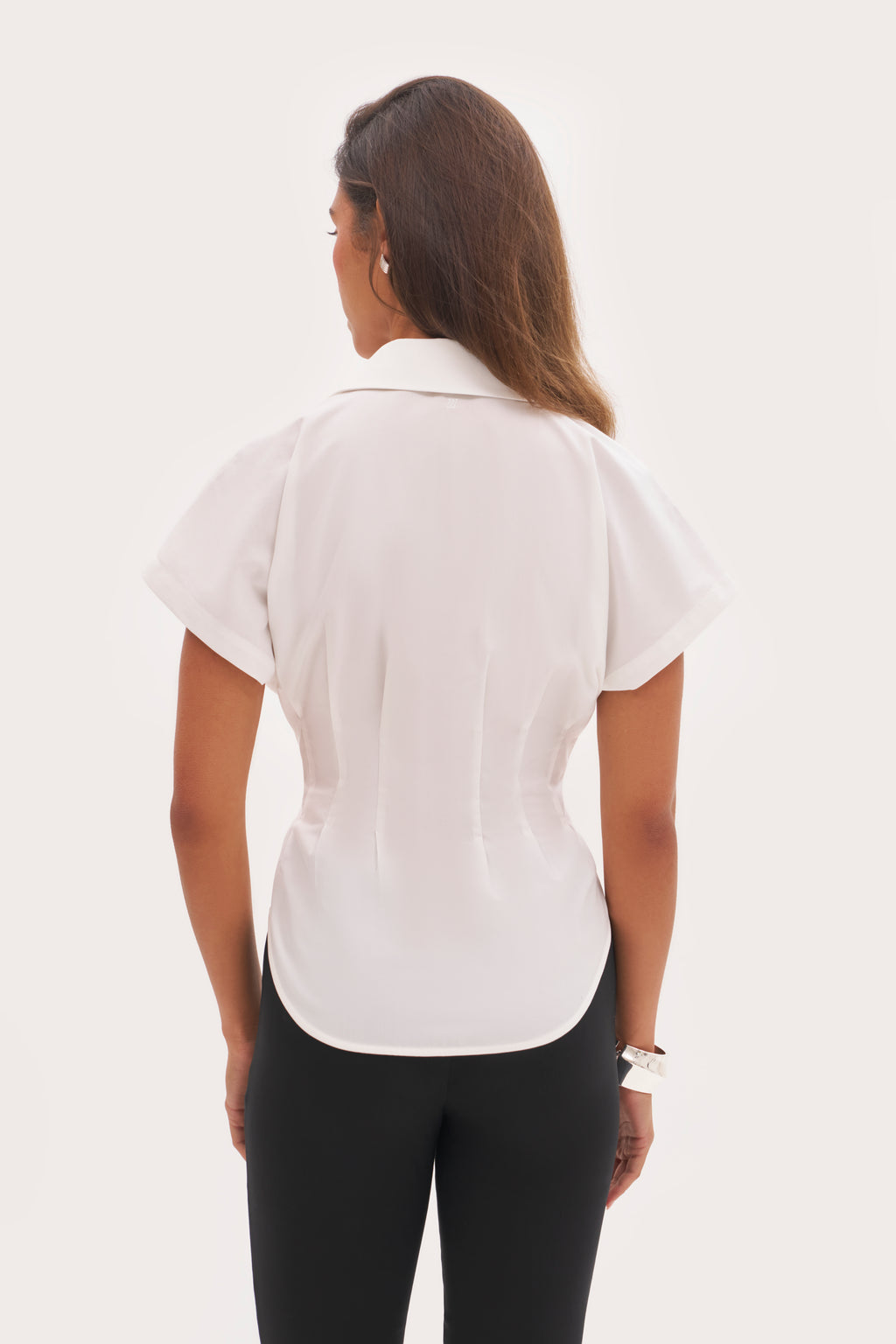 Cap Sleeve Cinched Shirt - White