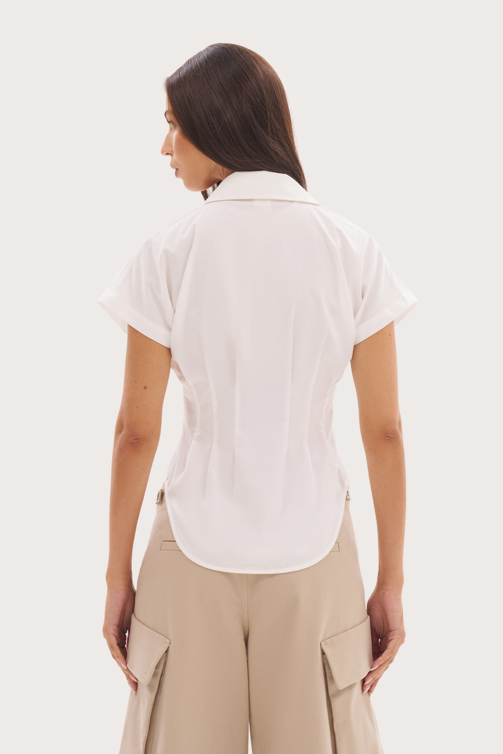 Cap Sleeve Cinched Shirt - White