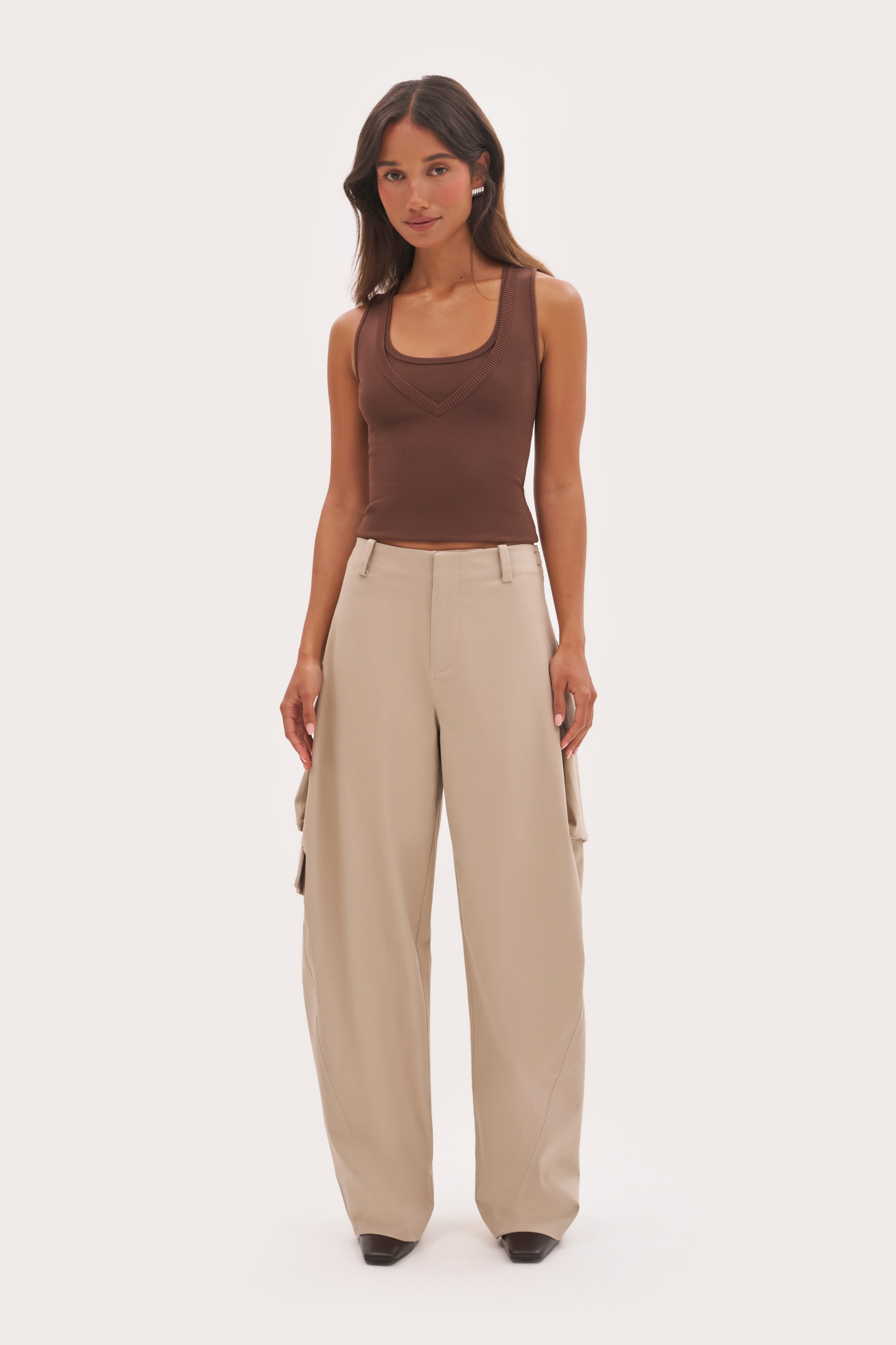 Off Duty Barrel Leg Cargo Pants - Stone