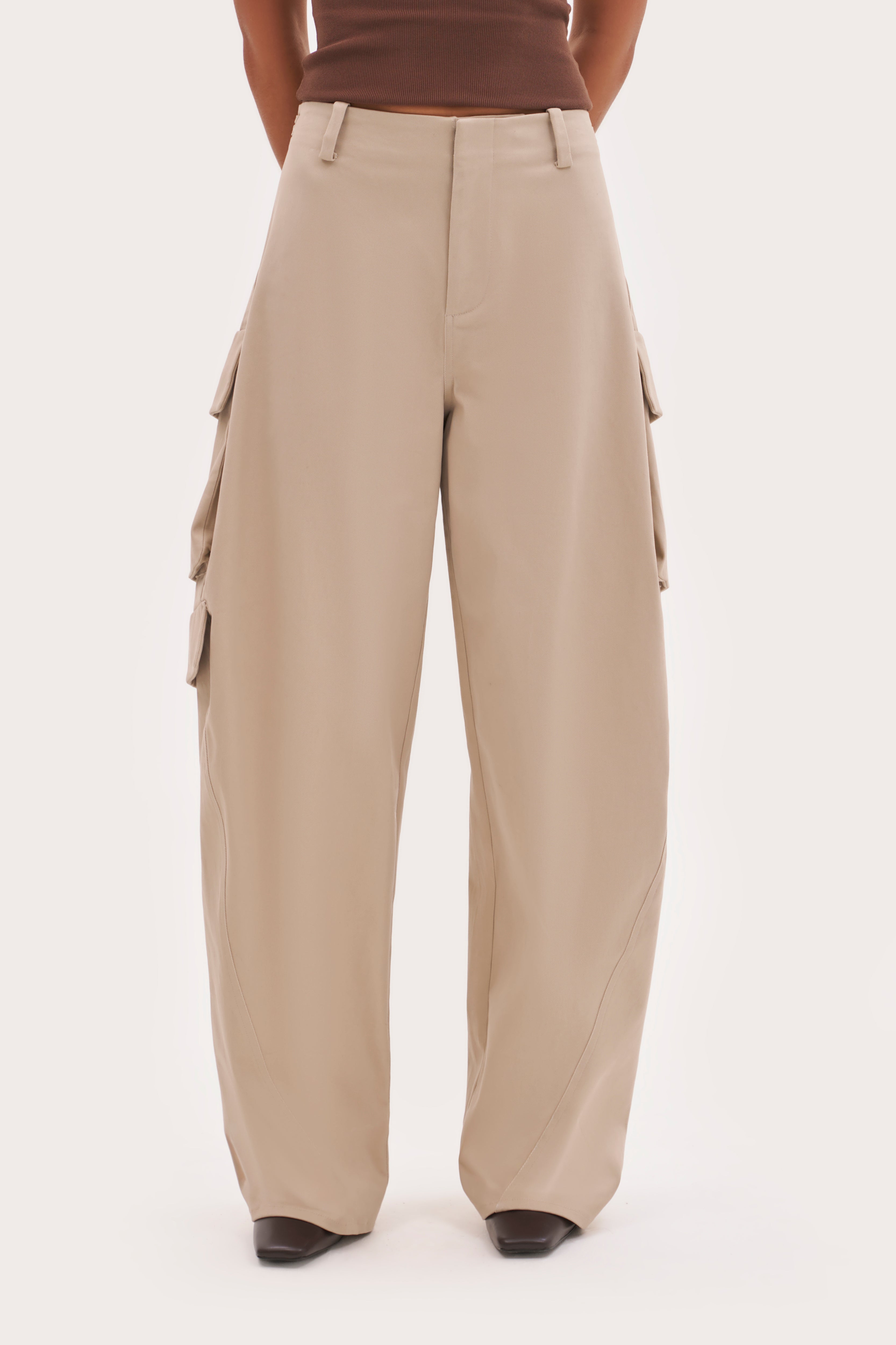 Off Duty Barrel Leg Cargo Pants - Stone