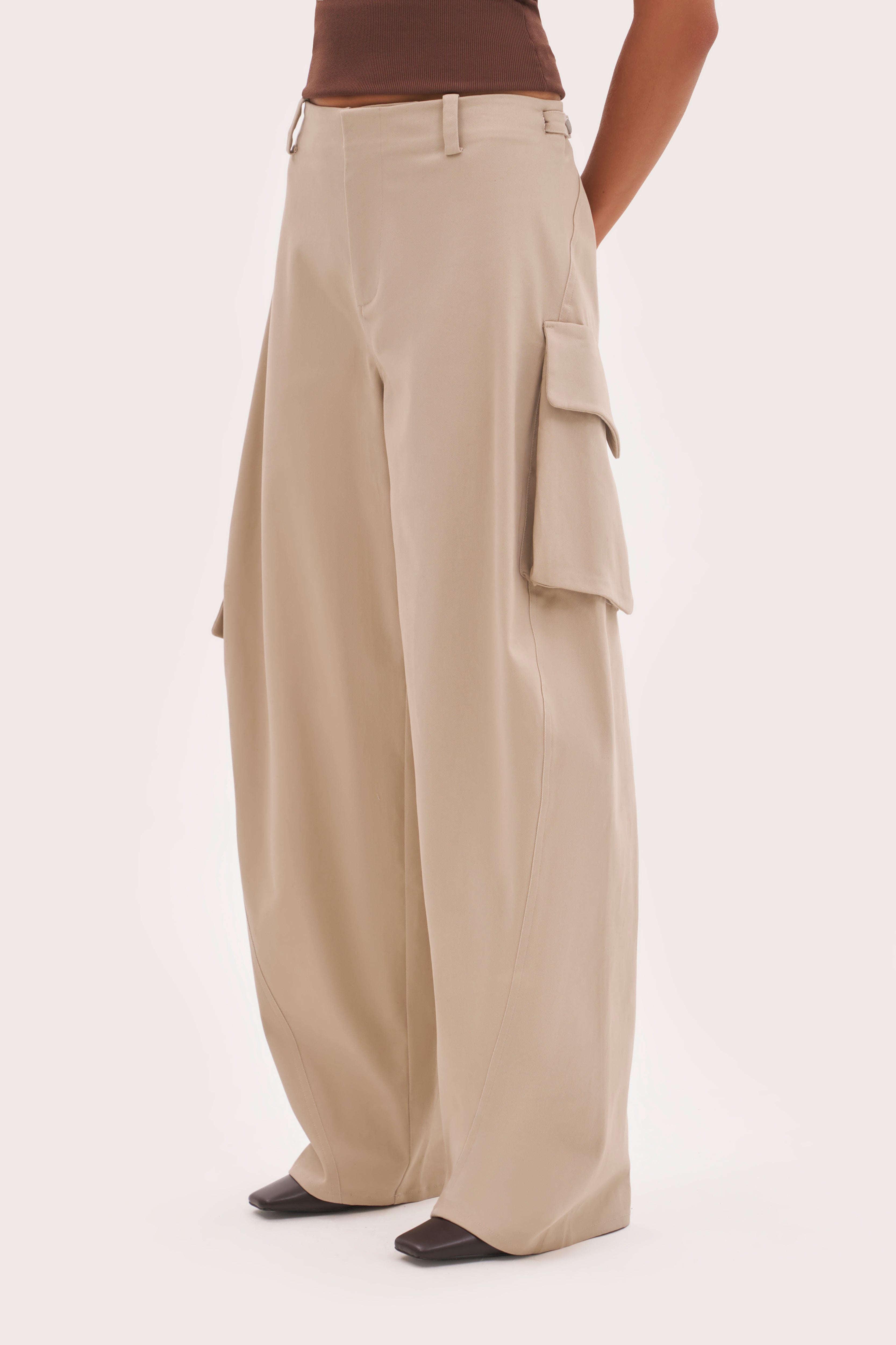 Off Duty Barrel Leg Cargo Pants - Stone