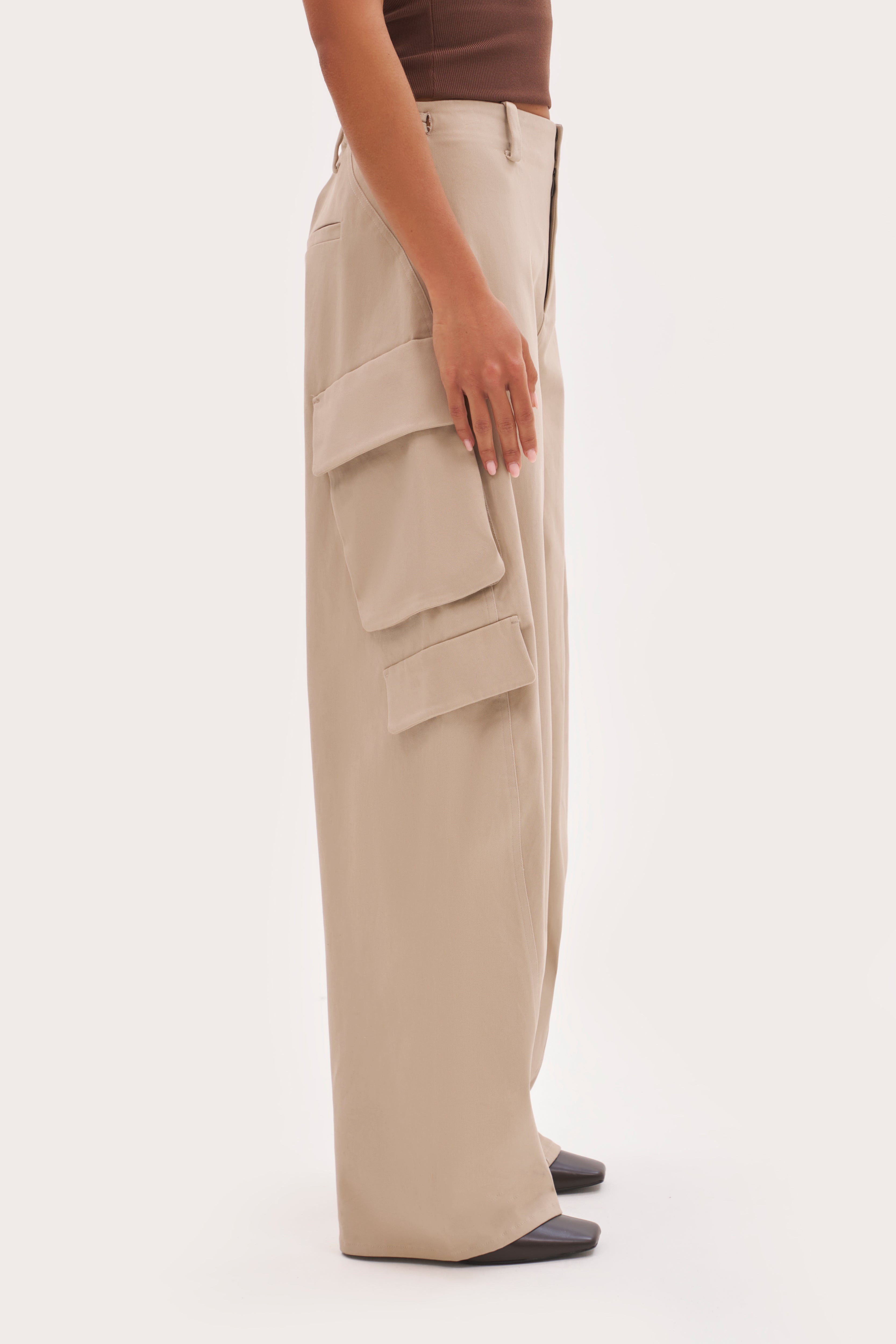 Off Duty Barrel Leg Cargo Pants - Stone