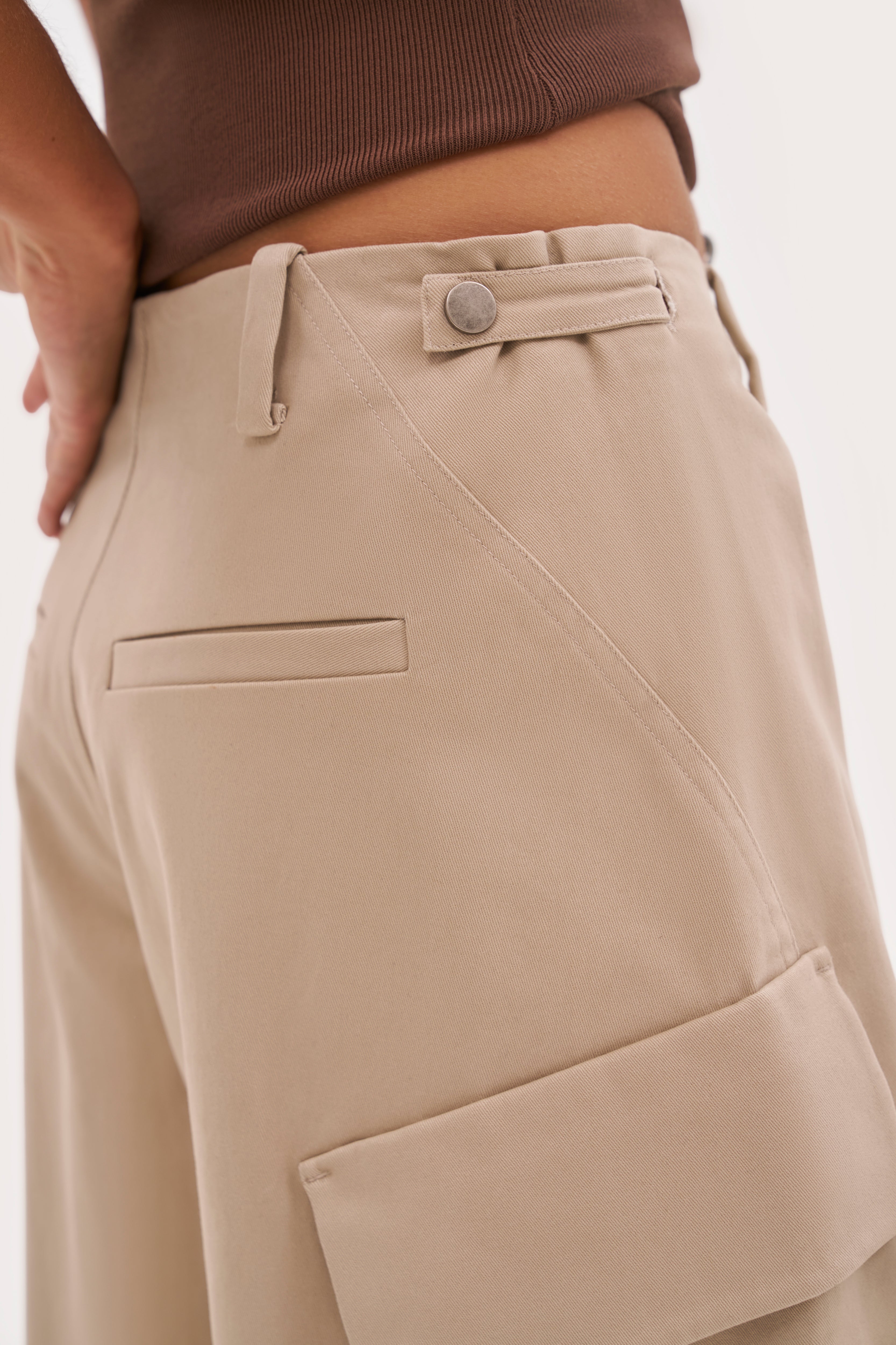 Off Duty Barrel Leg Cargo Pants - Stone