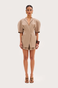 Short Sleeve Blazer - Taupe