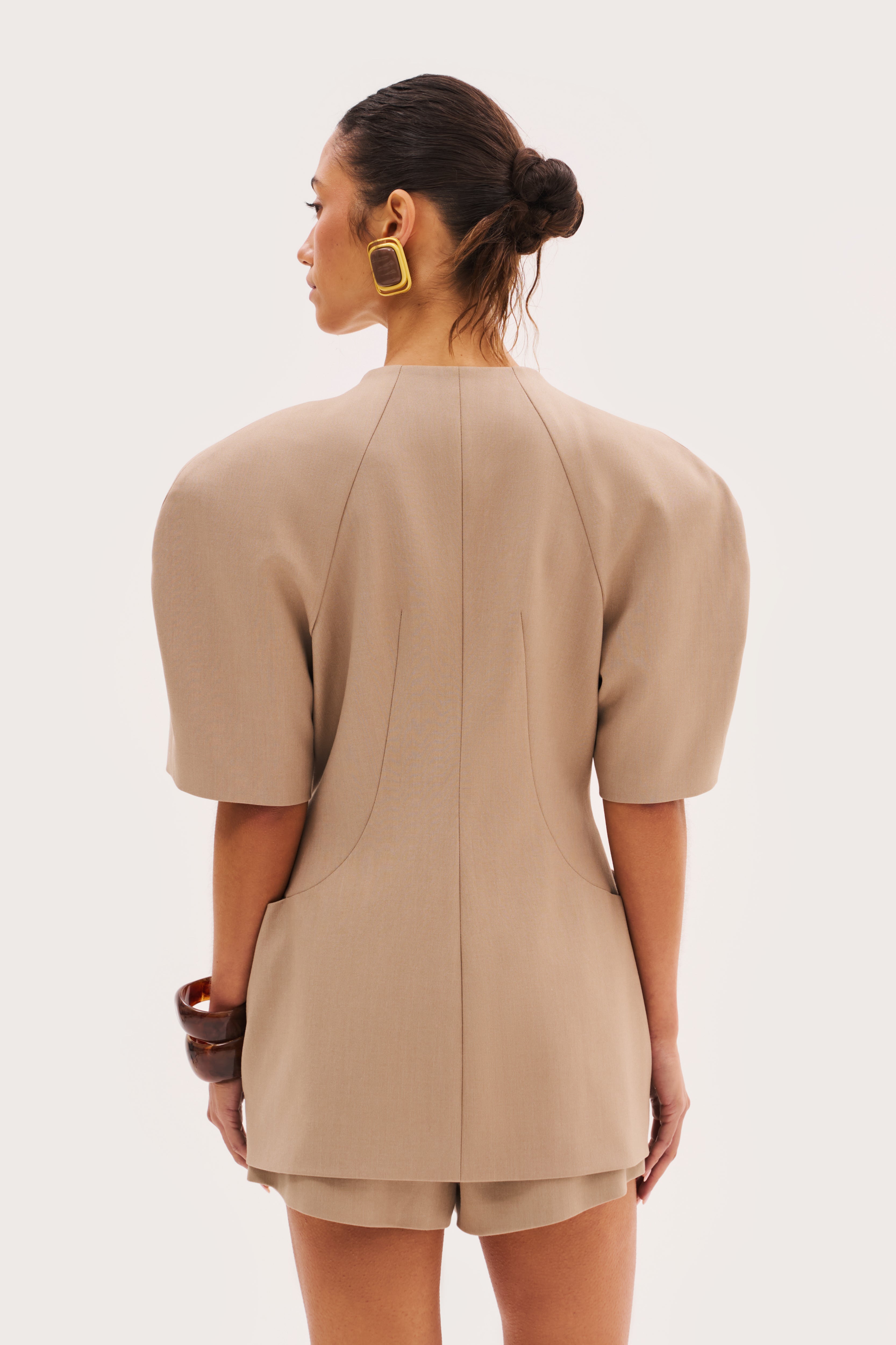 Short Sleeve Blazer - Taupe