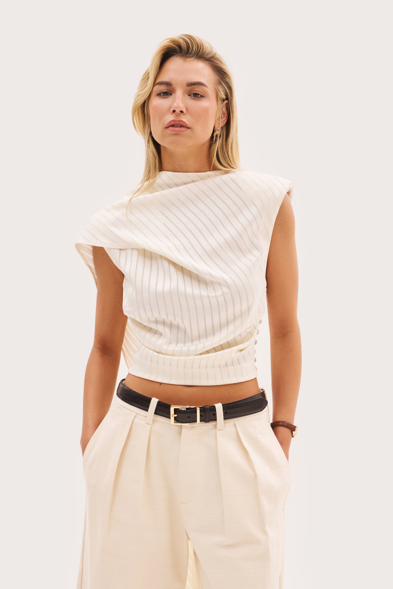Satin Scarf Top - Cream