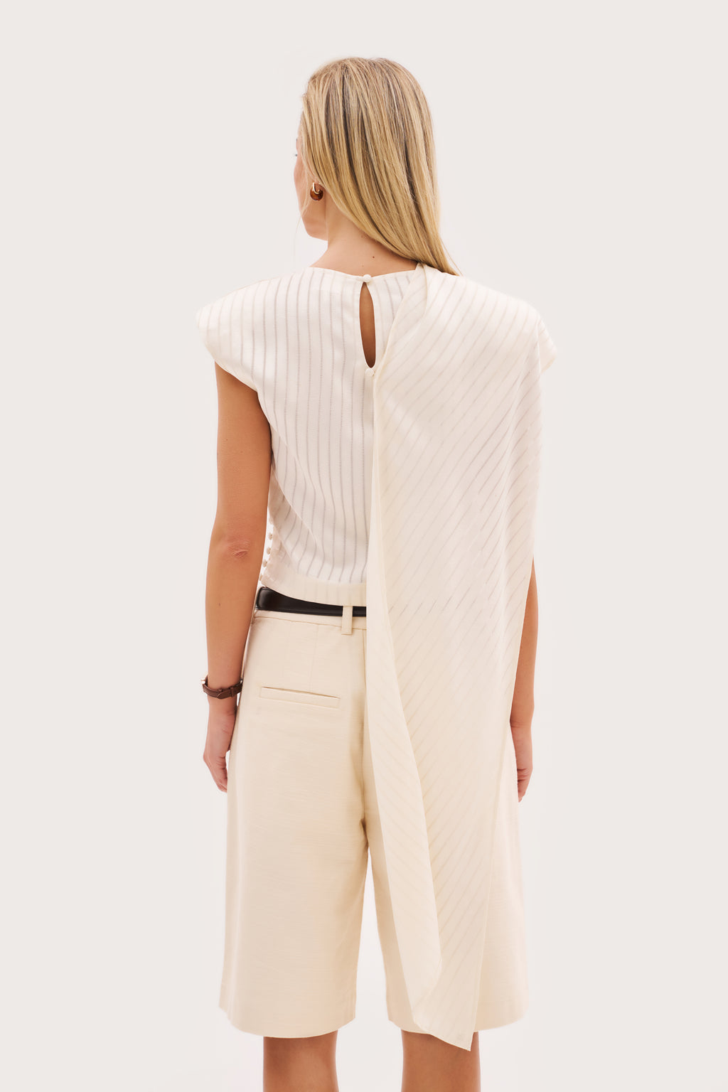 Satin Scarf Top - Cream