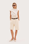Tailored Longline Shorts - Beige