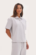 Pique Boxy Polo Top - Blue