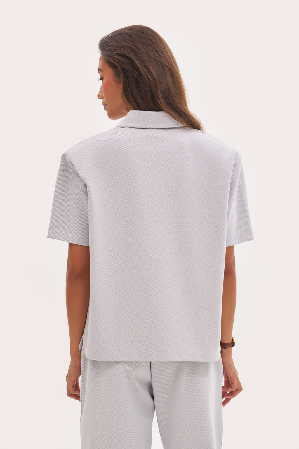 Pique Boxy Polo Top - Blue