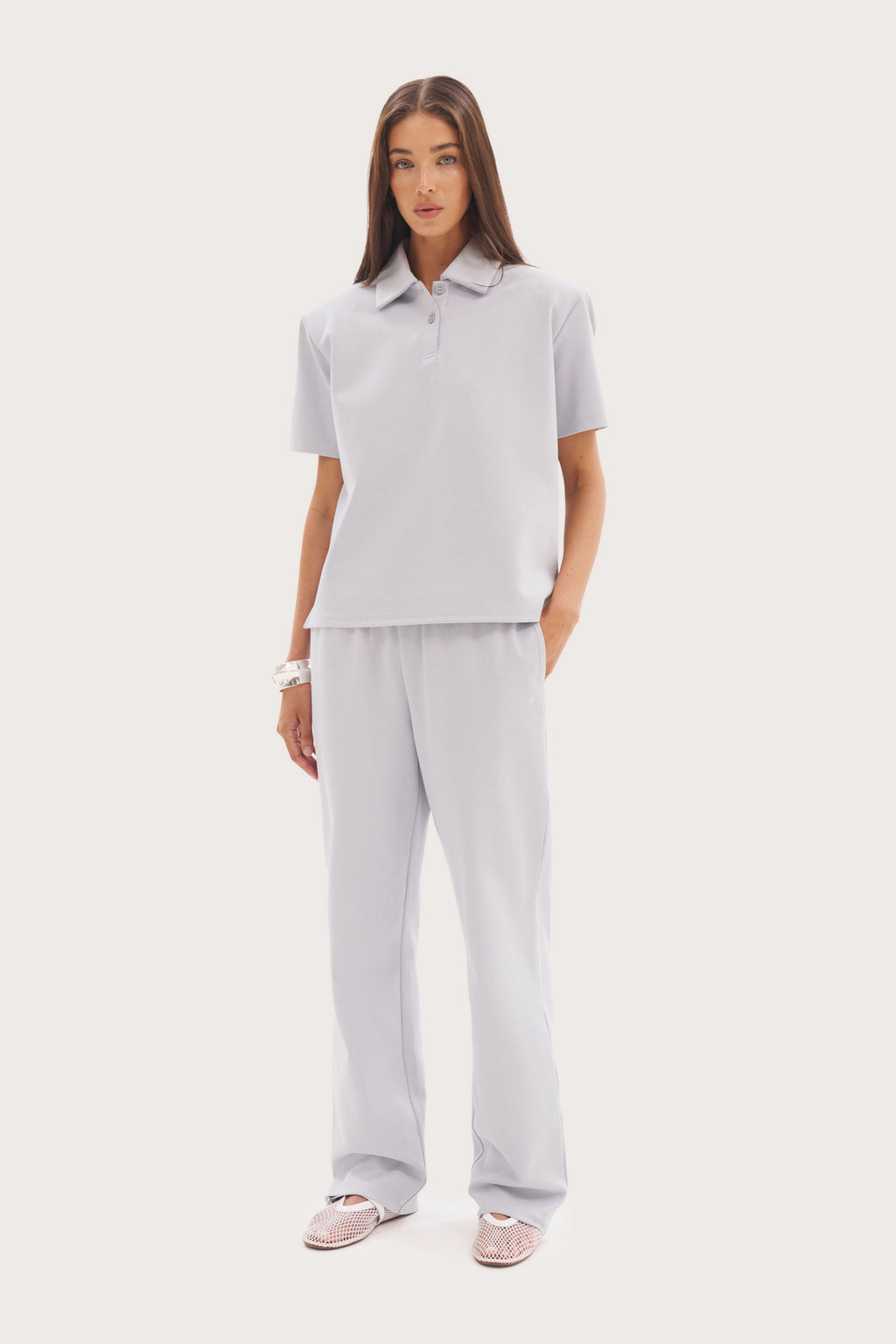 Pique Boxy Polo Top - Blue