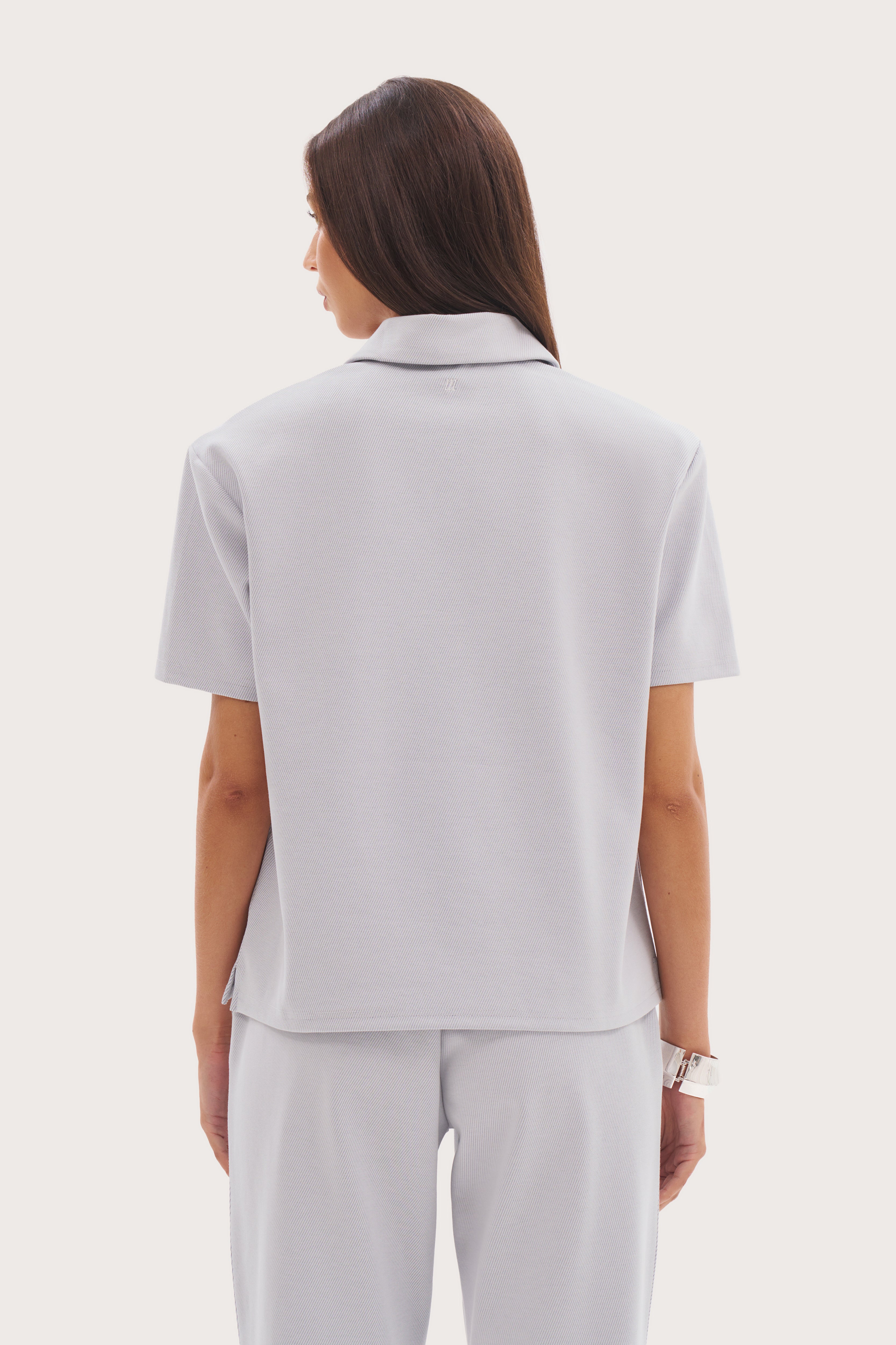 Pique Boxy Polo Top - Blue