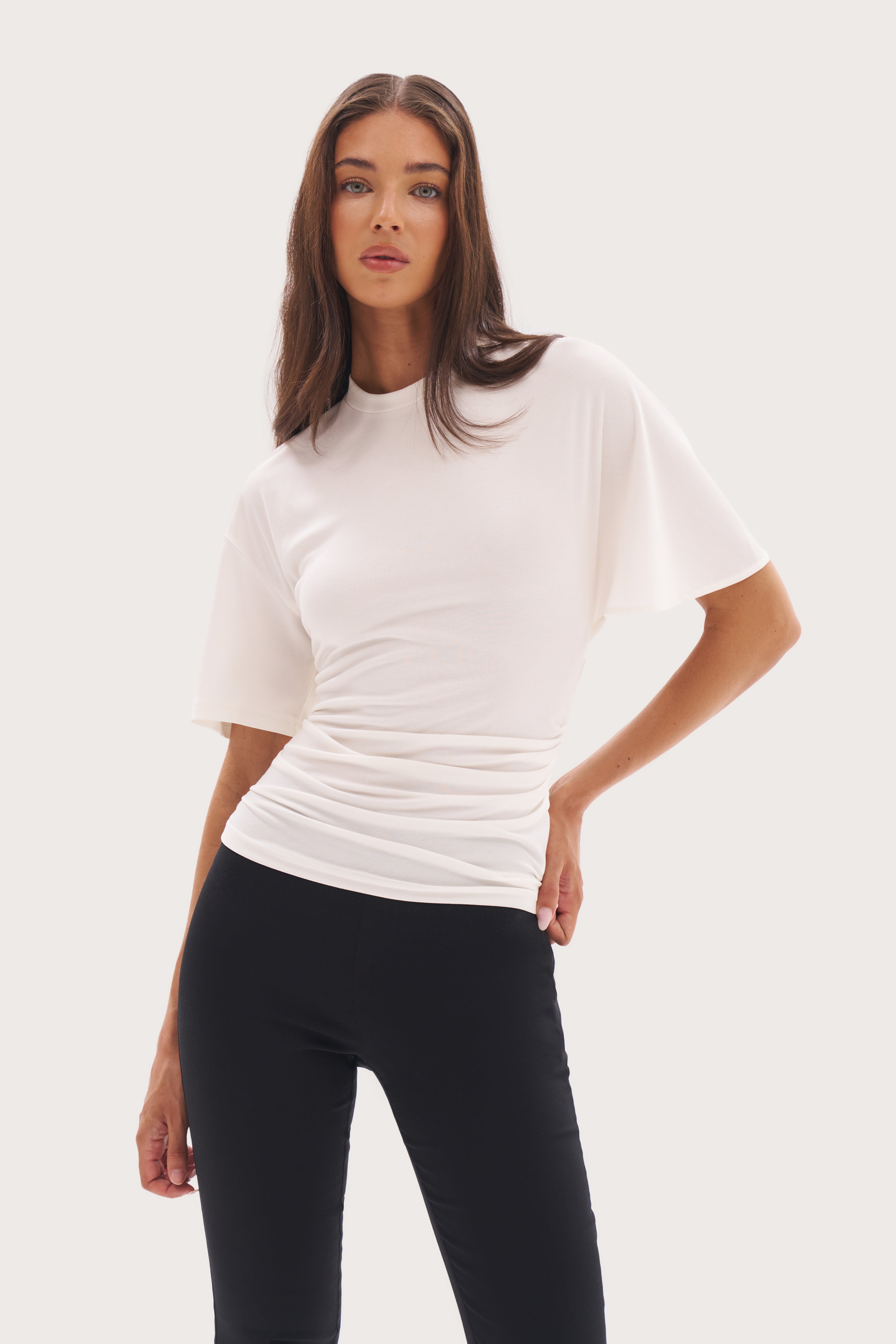 Relaxed Baby Rib Top - White