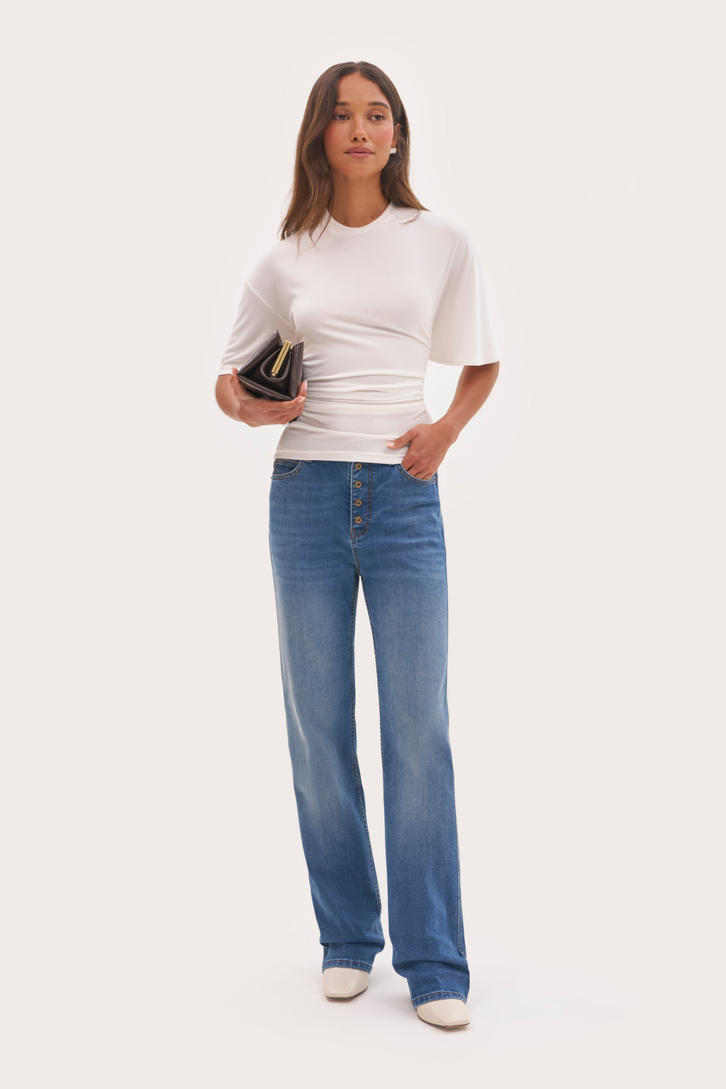 Relaxed Baby Rib Top - White