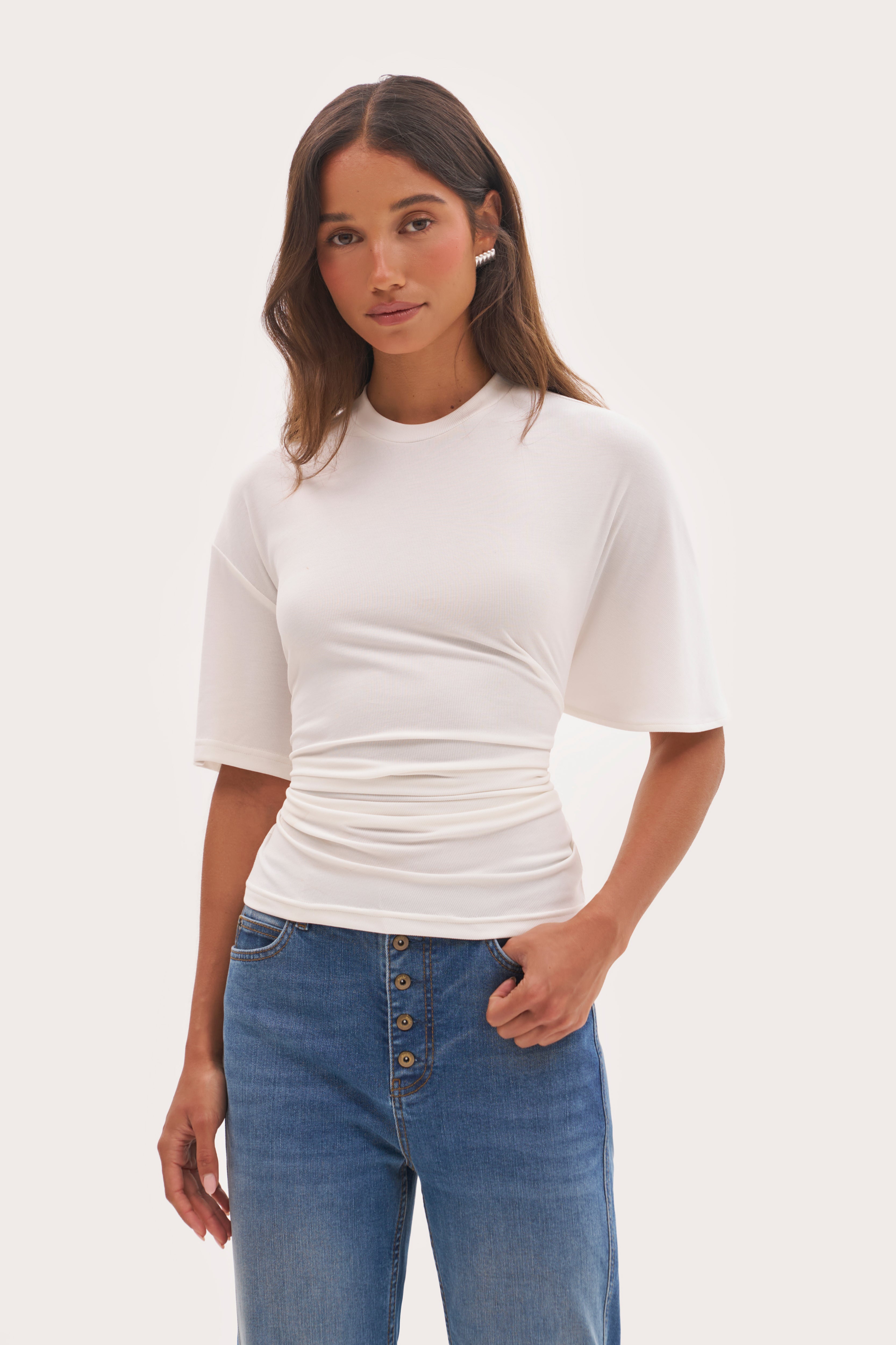 Relaxed Baby Rib Top - White