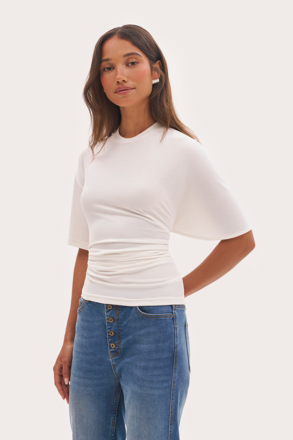 Relaxed Baby Rib Top - White