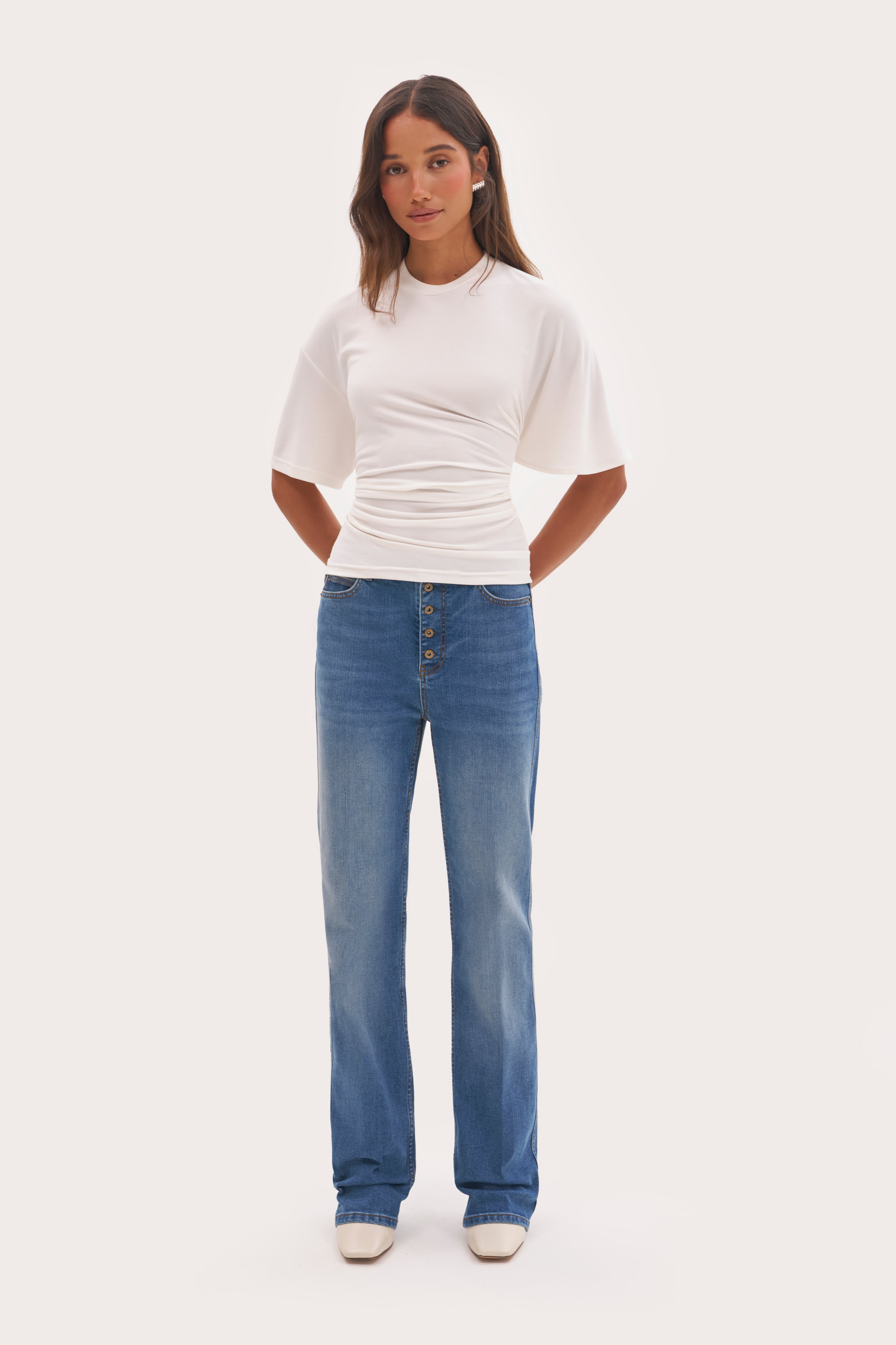 Relaxed Baby Rib Top - White