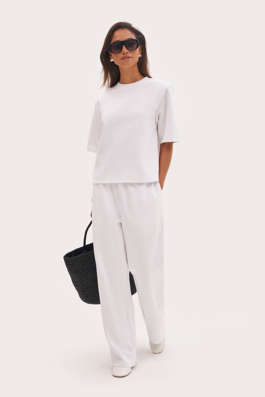Jersey Straight Leg Joggers - White